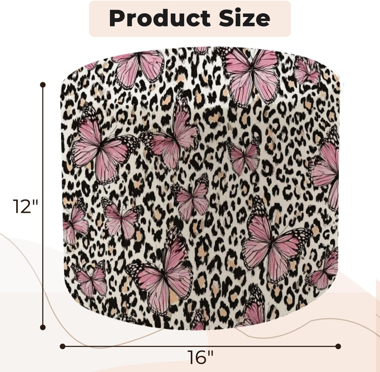 Round Pouf Ottoman Pink Butterfly Leopard Design Seamless Repeat Fashion etc Foot Stool Foot Rest Floor Stool Bean Bag Chair Cotton Linen Removable Indoor Outdoor for Living Room Bedroom