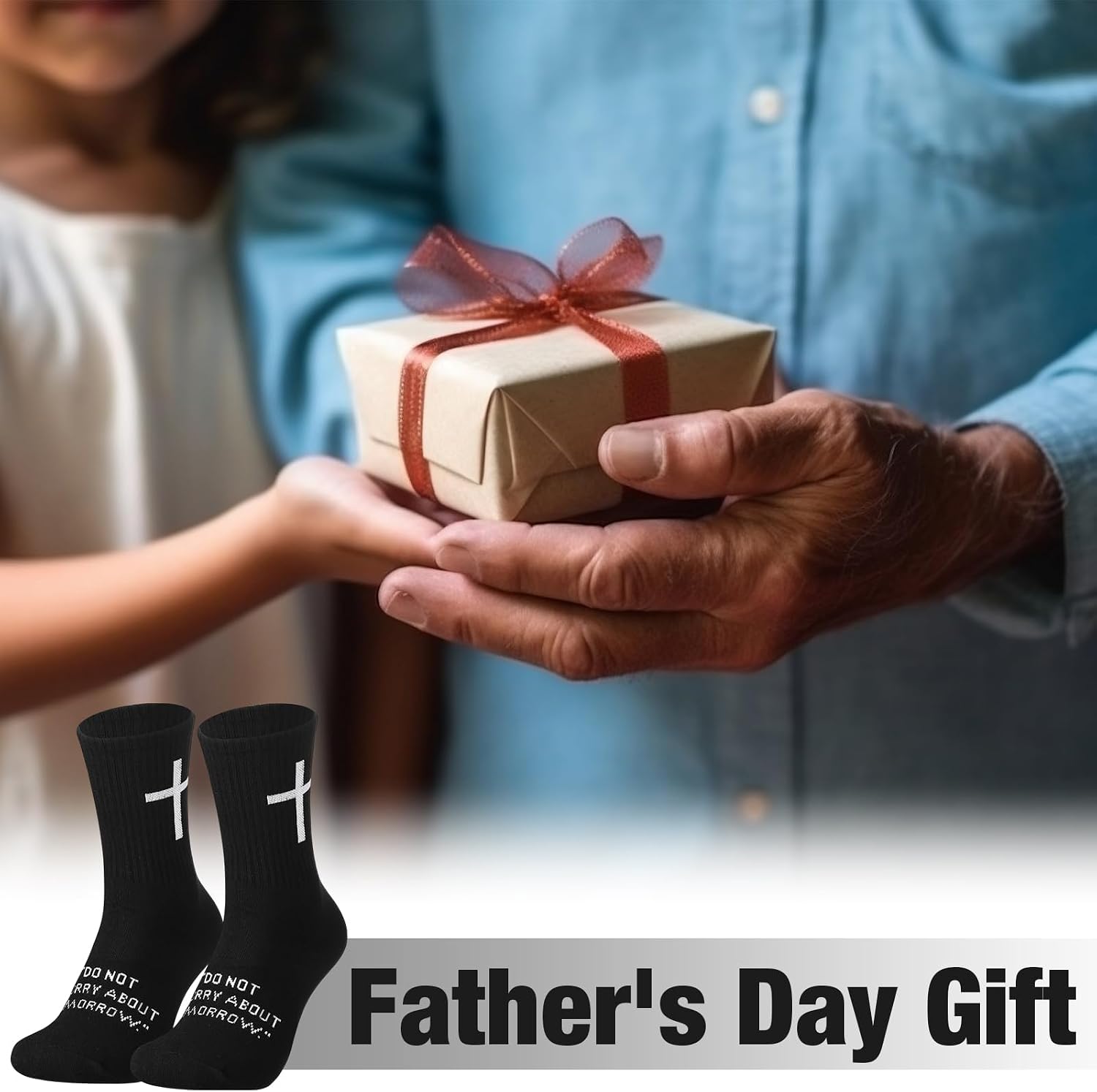 Cutecrop Christian Socks Cross Prayer Socks for Men Birthday Gift for Dad Husband Grandpa