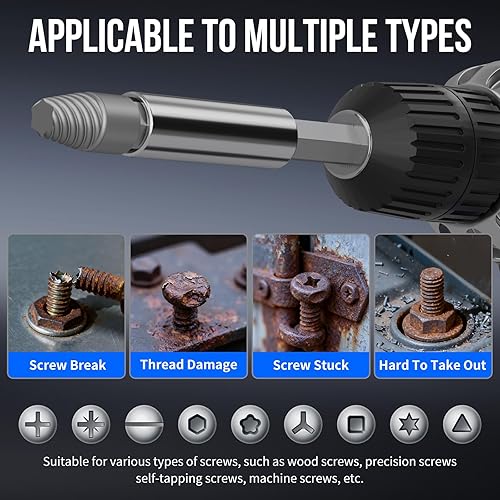 Miniatura 3 de STREBITO Juego de extractor de tornillos dañados, 32 piezas extractor de tornillos pelados con eje de extensión magnético y adaptador de zócalo,