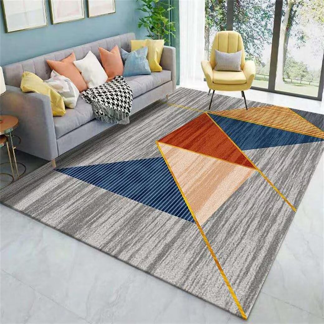 Tapis doux chambre bleu 250x300CM lavable pour éliminer les taches tenaces du salon