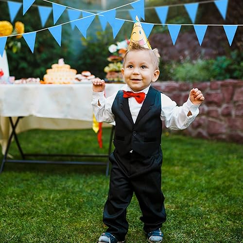 Miniatura 6 de Preboun Banderines sólidos de 400 pies, 240 piezas de guirnaldas colgantes triangulares para bricolaje, guirnalda a granel para gran apertura,