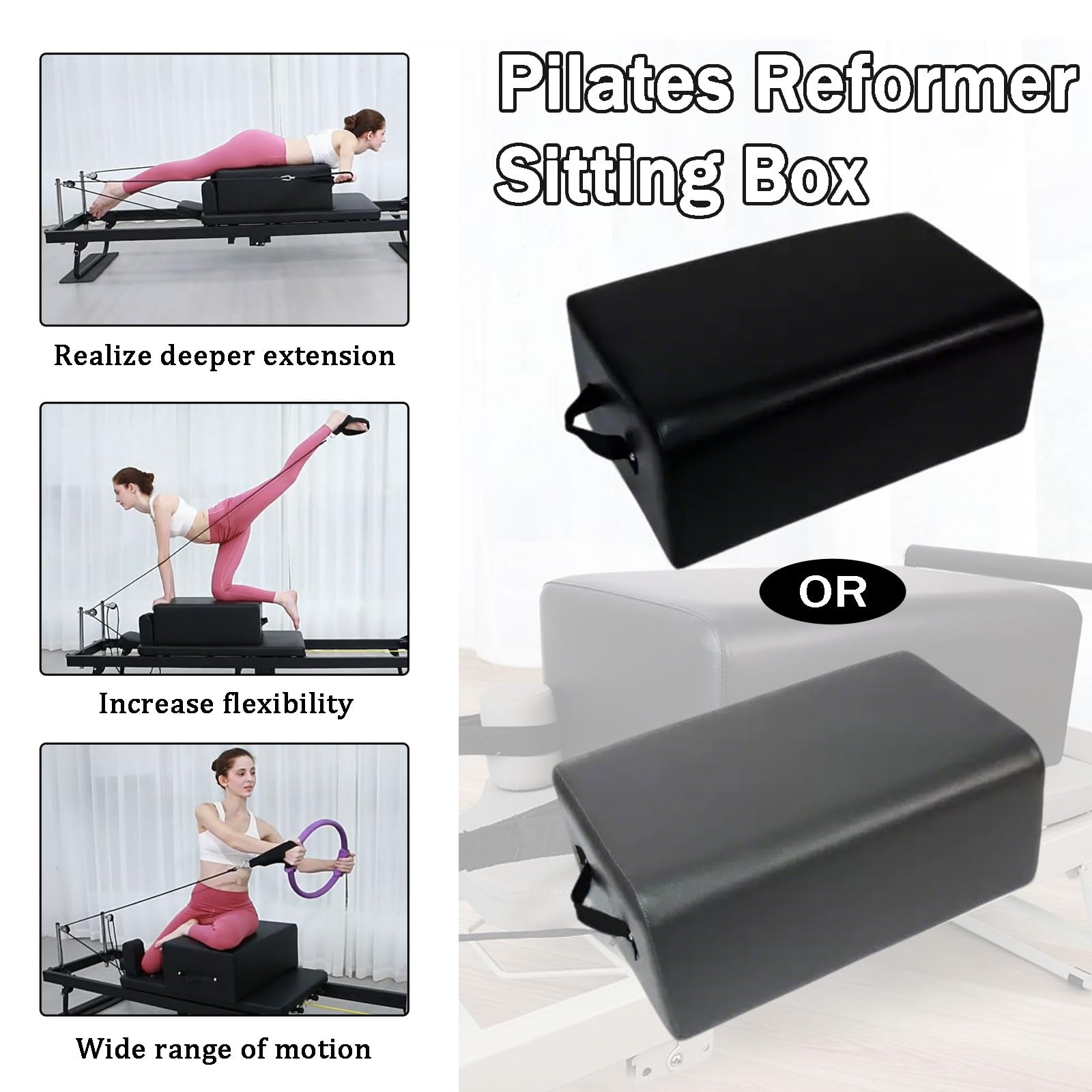 Pilates Reformer Box, Accessori Pilates per Esercizi di Stretching e Equilibrio per Esercizi Che Migliorano la Gamma di Movimento,Grey