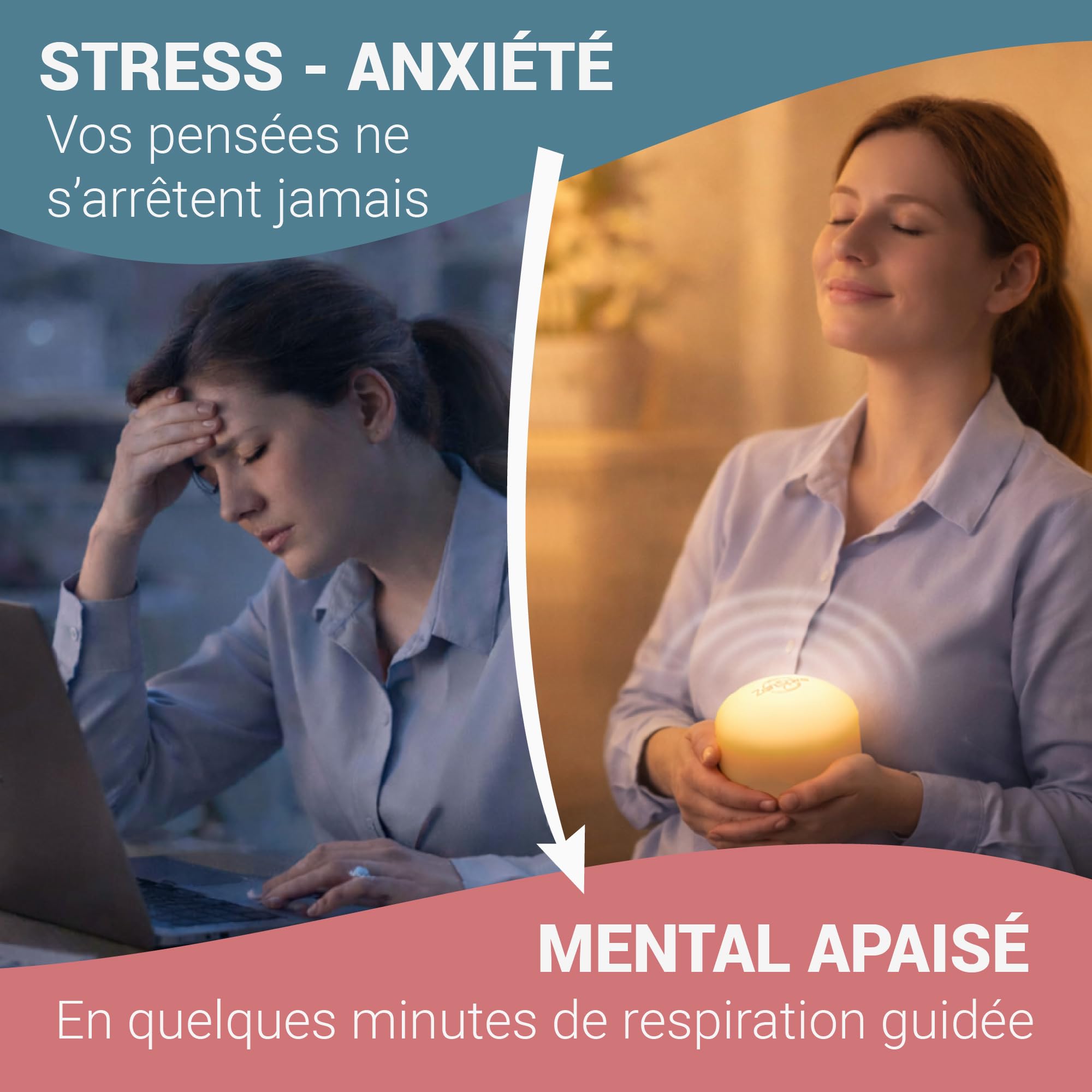 Zenspire+ Appareil Anti Stress Relaxation Méditation Dormir Adulte 3 Fonctions Lumière Zen Vibration Son