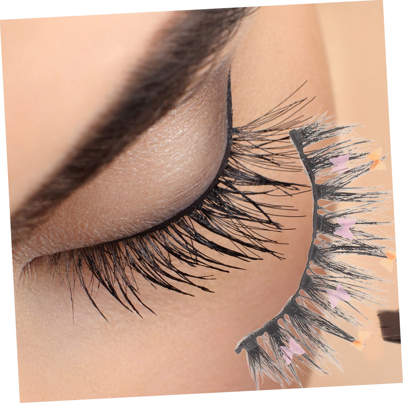 FOMIYES 16 Paia ciglia finte con paillettes ciglia nere riutilizzabili ciglia finte segmentate fake lashes false lashes ciglia cosplay ciglia colorate ciglio estendere fibra chimica