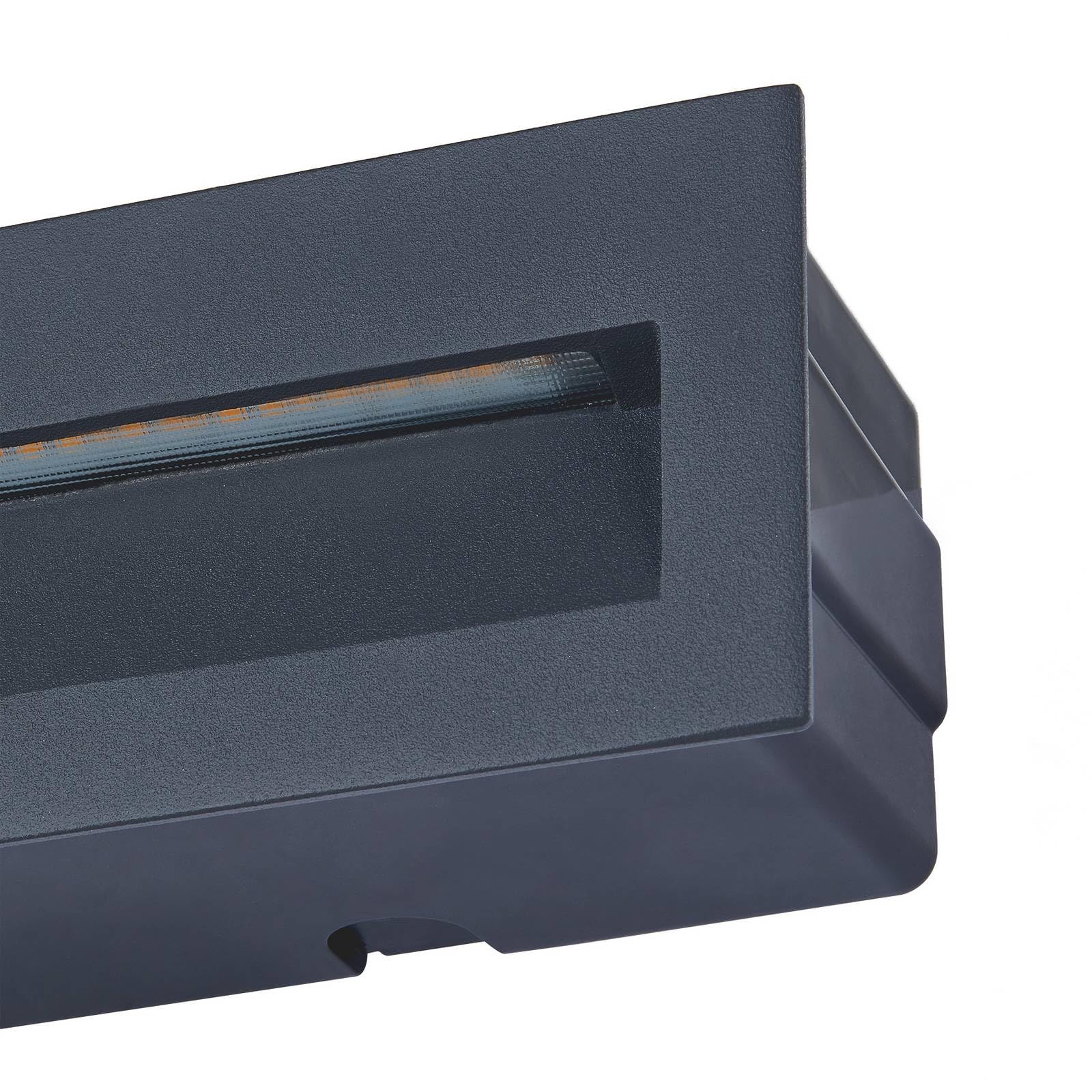 Lucande LED Lámpara de pared exterior Loya (Moderno) en Negro hecho Aluminio (1 llama, lámpara empotrable para exteriores, aplique exterior/fachada vivienda