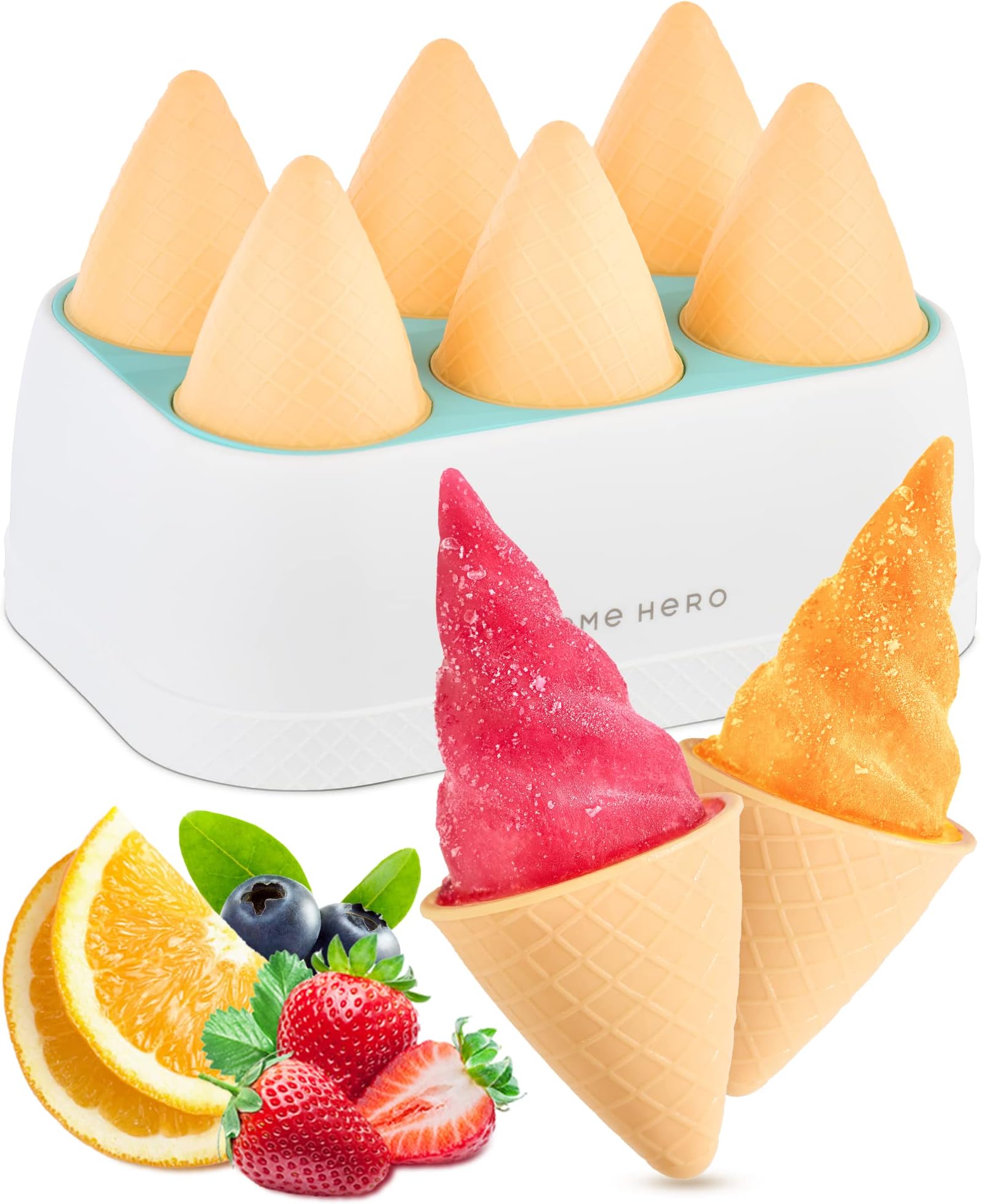 Home Hero Popsicle Molds - 6 Pc Silicone Cone Popsicle Molds, Ice Pop Maker, BPA Free, Blue