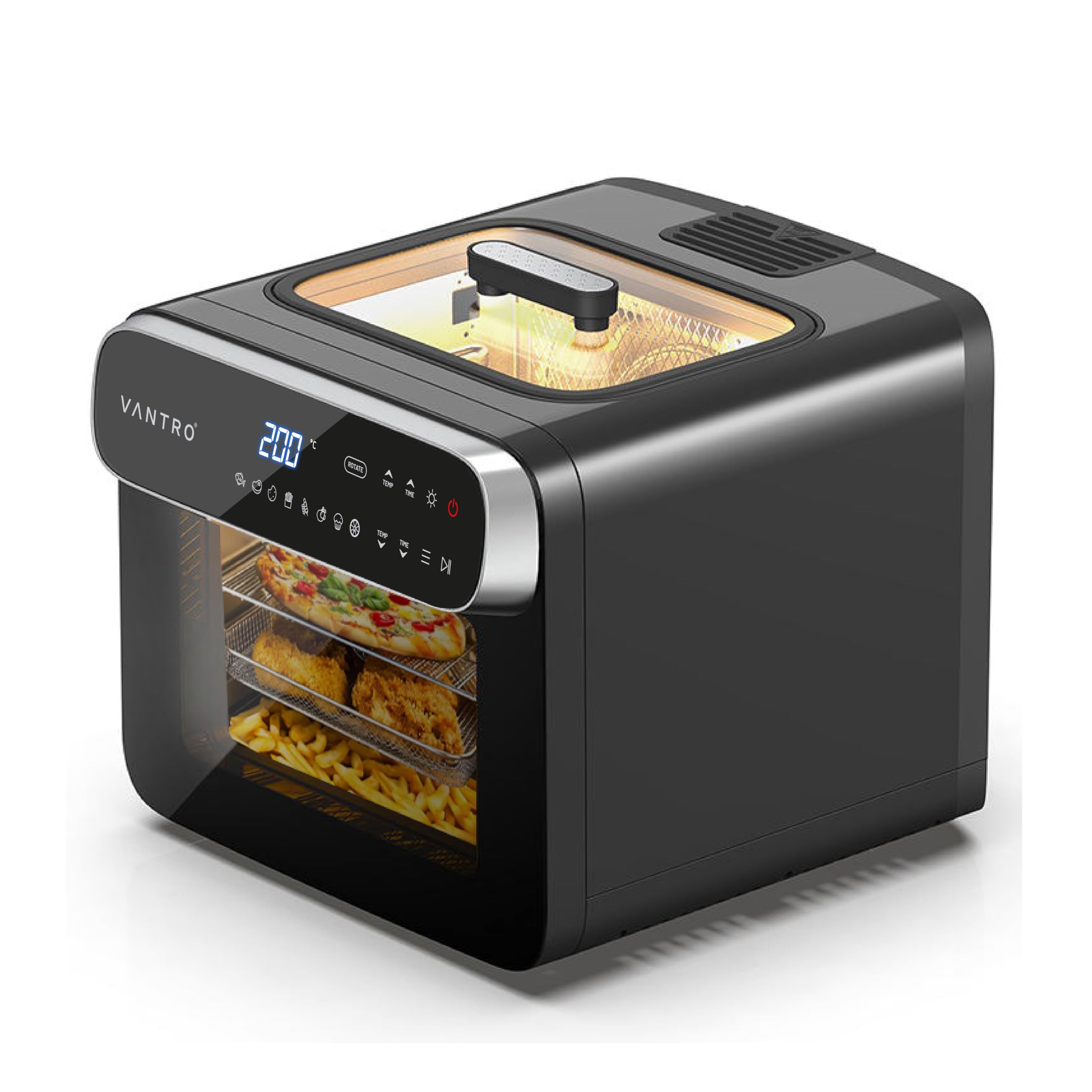 vantro air fryer oven, 13l, 1800w, digital touchscreen, rotisserie, 12 preset cooking modes, 360° rapid air technology