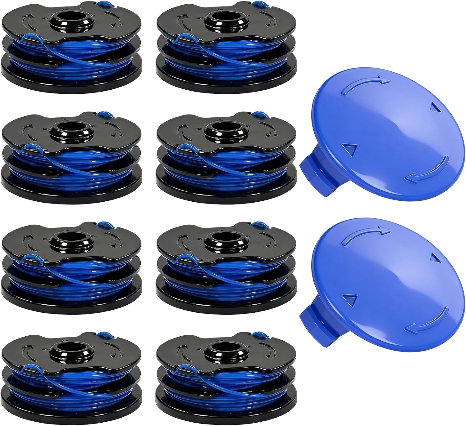 KST-120X-06 Spool Compatible with Kobalt 40V Cordless String Trimmer KST 120X. Replacement Weed Eater String Spool Refills Autofeed Dual line 20ft 0.065" (8 Spools, 2Cap)