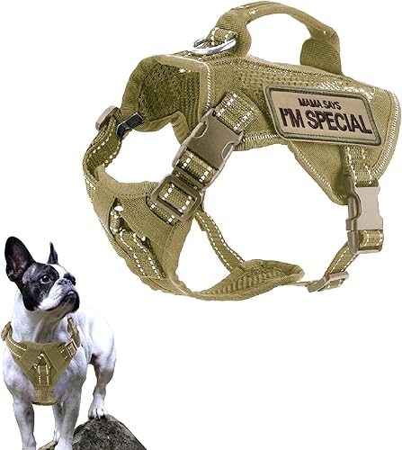 Miniatura 6 de Arnés táctico para perros pequeños, ajustable, suave, acolchado, chaleco para perro, arnés reflectante para exteriores, con asa de fácil control,