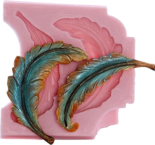 El molde de silicona de plumas crea dos plumas. El molde es apto para alimentos, chocolate, fondant, dulces, manualidades o joyería, resina de