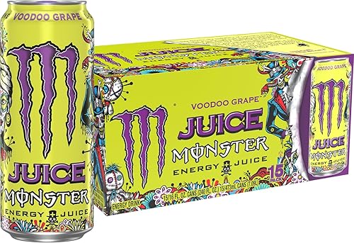 Monster Energy Juice Voodoo Grape, Energy + Juice, bebida energética, 16 onzas (paquete de 15)