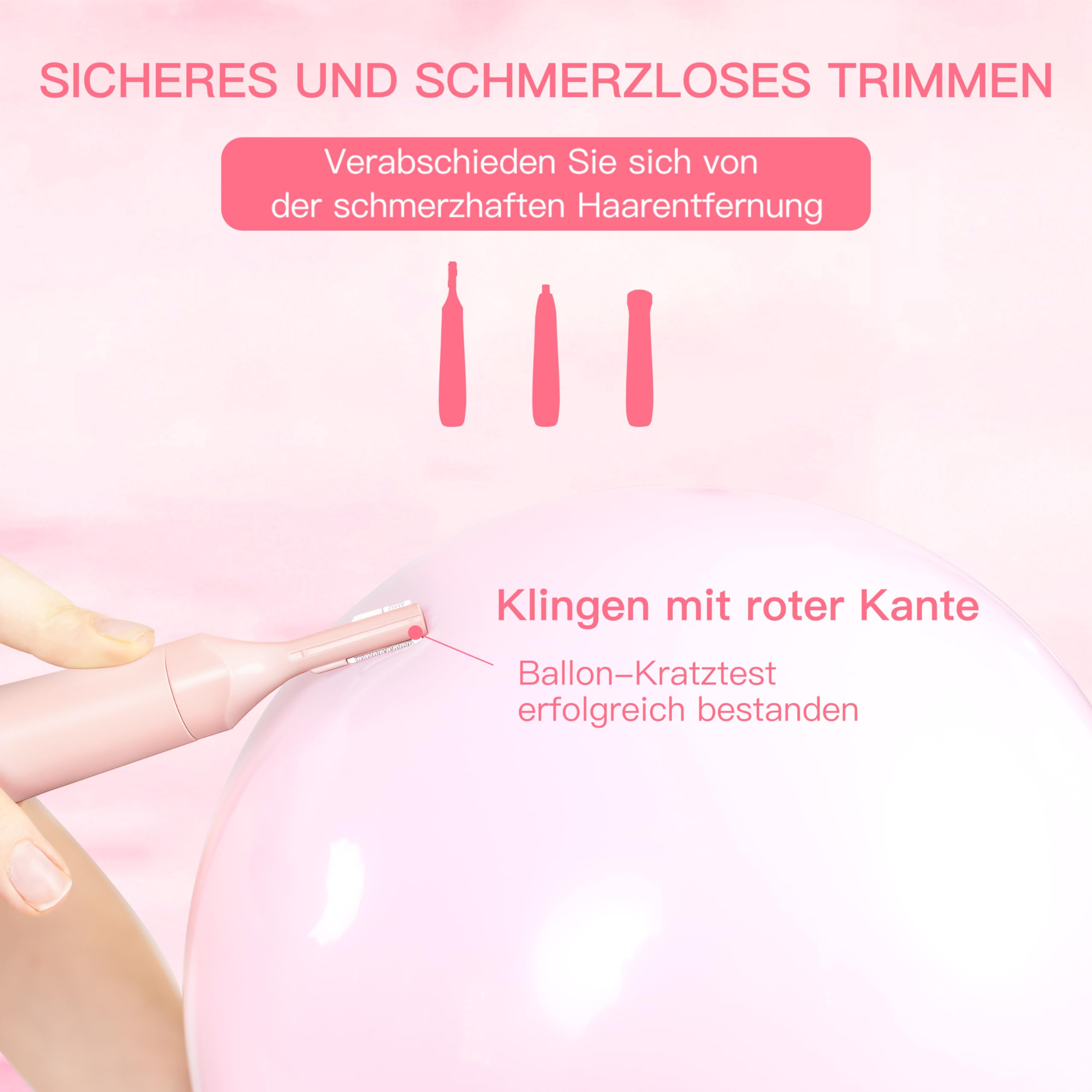 HEBECA Nasenhaartrimmer für Frauen 3-in-1 Elektrische Gesichtsharentfernung Wiederaufladbare Augenbrauenrasierer Elektrisch Portble Wasserdichte Gesichtsrasierer Rasierer (Rosa)