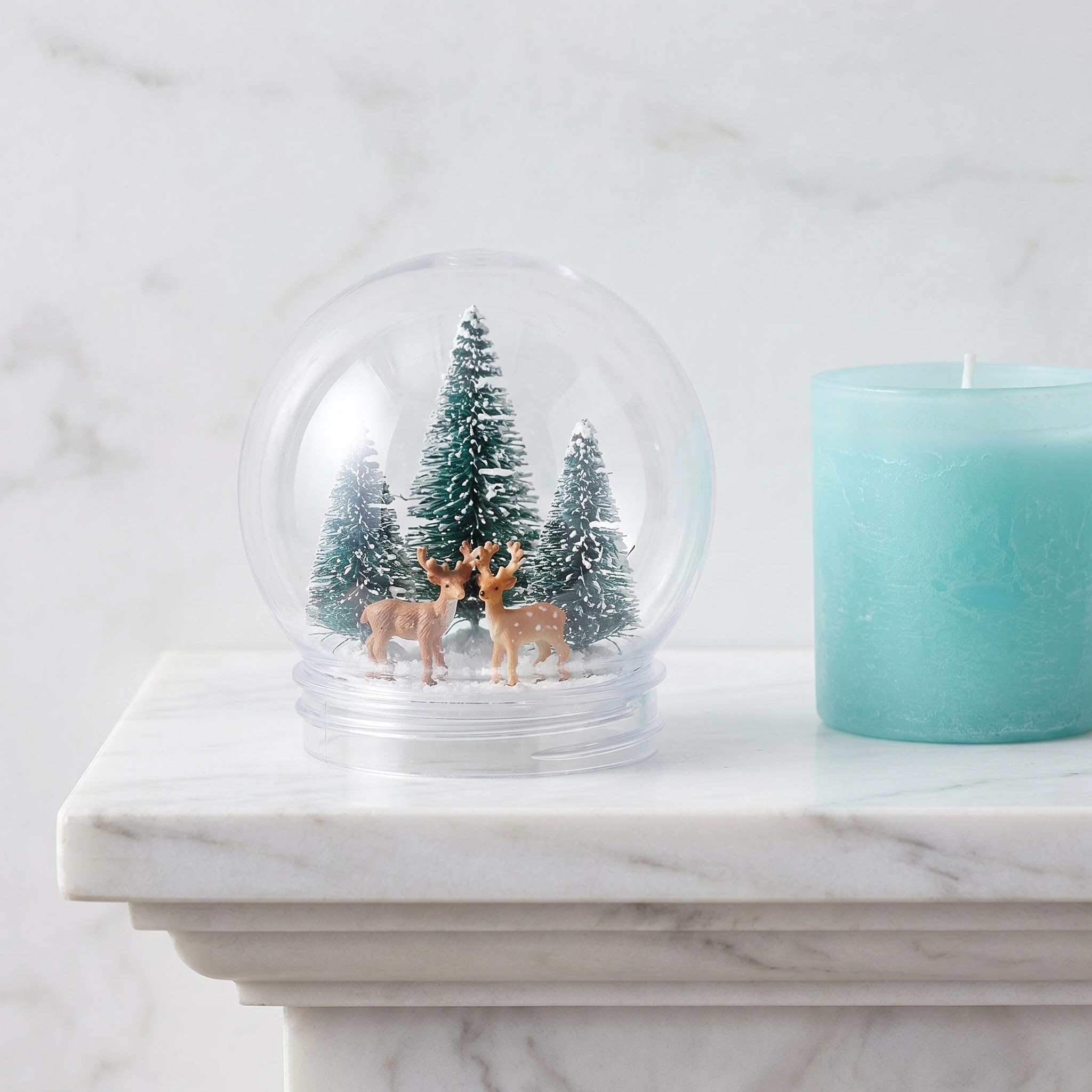 Operitacx 15 palle di neve vuote in plastica, kit fai da te per creare il tuo globo d'acqua, contenitore a cupola di Natale con tappo a vite per bomboniere di Natale 7,1/9,1 cm