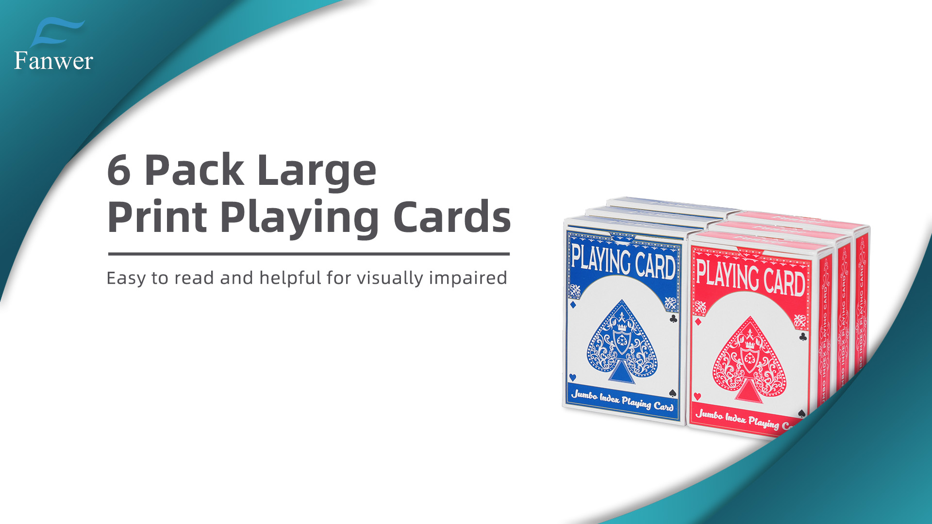 Amazon.com: Fanwer Large Print Playing Cards 6 Pack, Deck of Cards