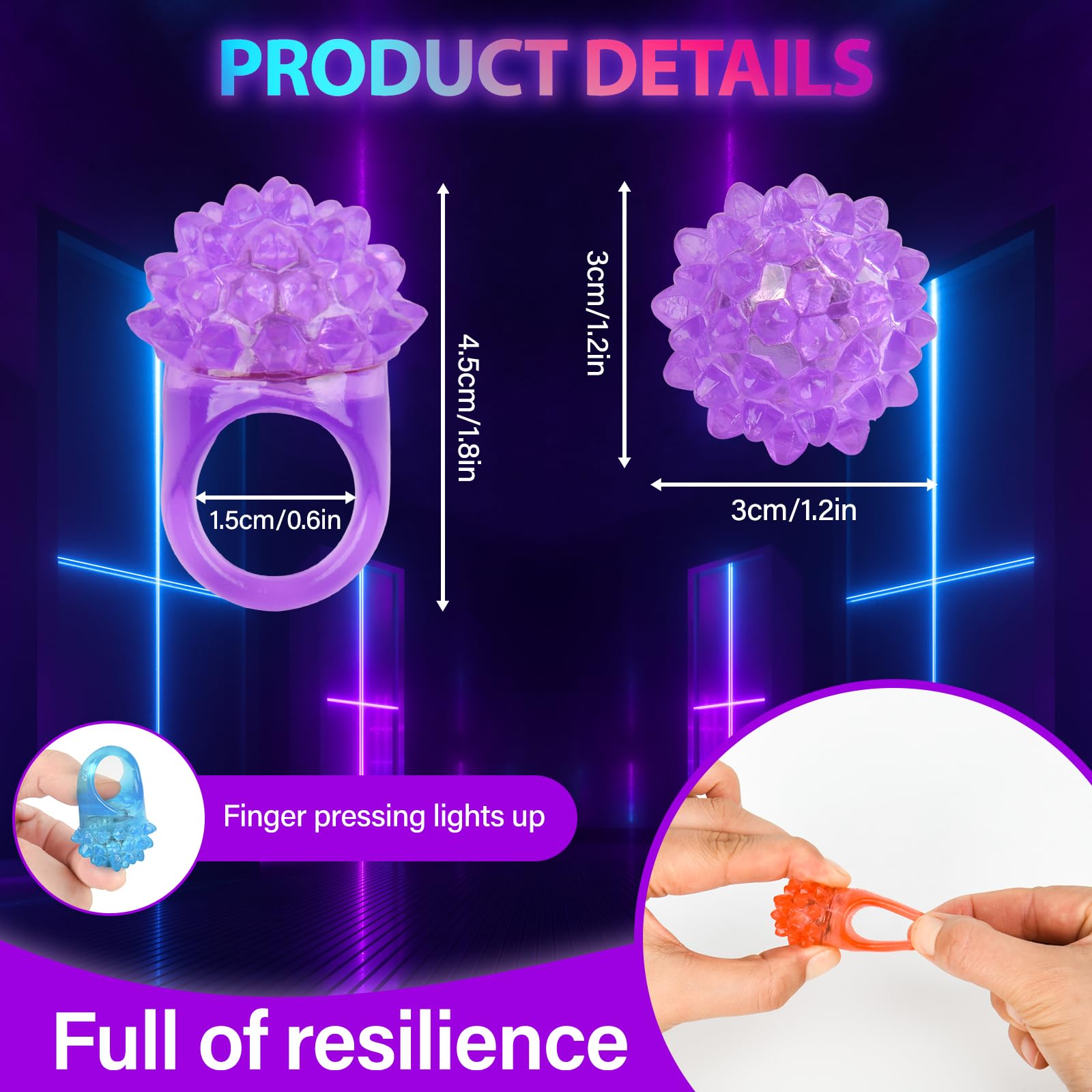 MINGOMINGO 25 Pack Led Light up Rings & Glow Rings Bulk Party Favors - 3-Mode Flashing LED Jewelry, Bulk Halloween Christmas Concert Supplies, Kids Birthday Gifts