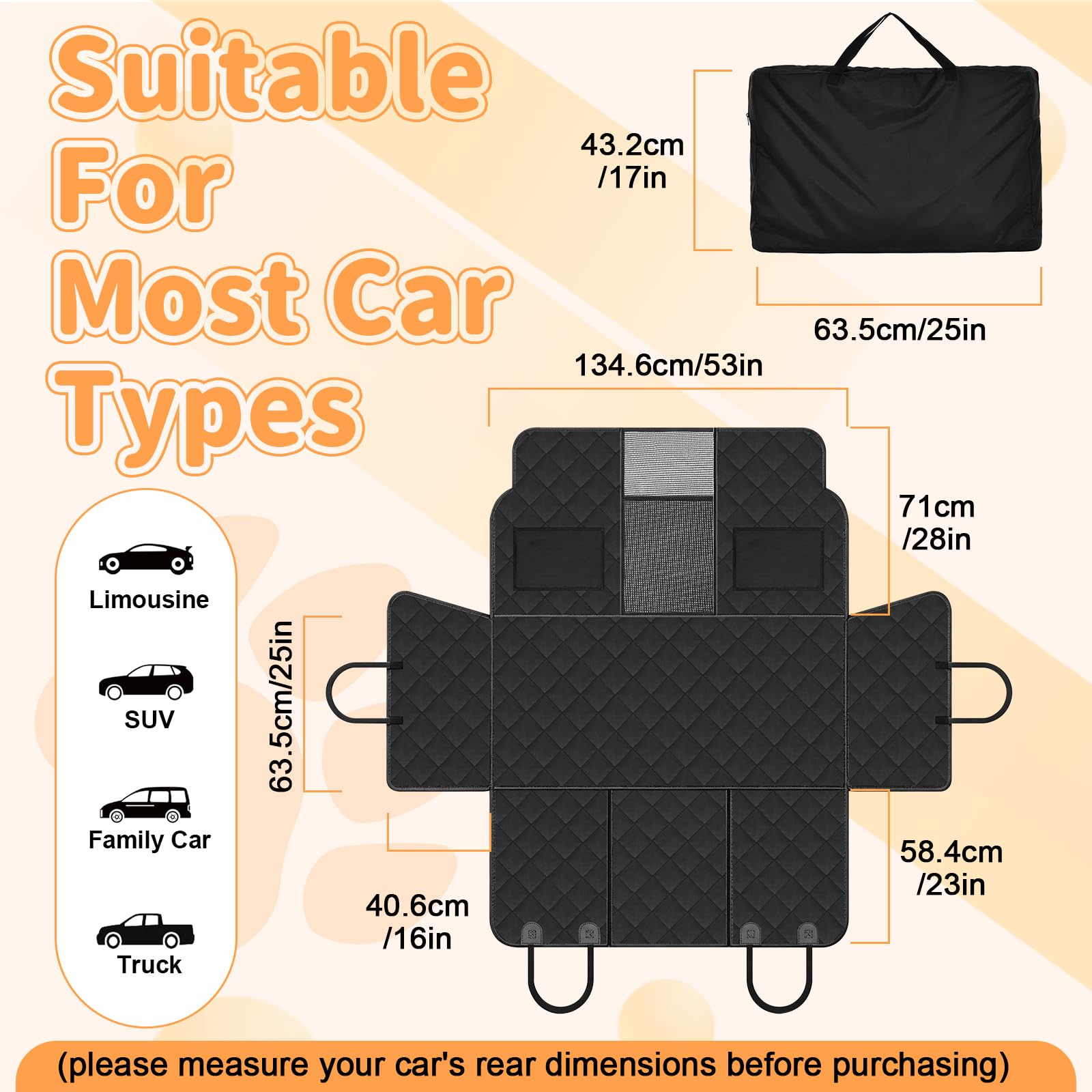 Protector de Asiento para Mascotas, Funda Coche Perro | con Ventana de Malla Visible y Protección Lateral para la Mayoría de Coches, SUV