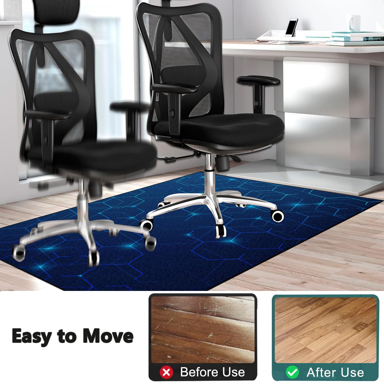 Tapis de Sous-Chaise de Bureau, Tapis de Chaise Gaming, Tapis Protection Sol Chaise Bureau, Tapis de Chaise Roulante, Tapis de Sol Gamer, Antidérapant Tapis de Protection pour Sols Durs 100 x 150 cm