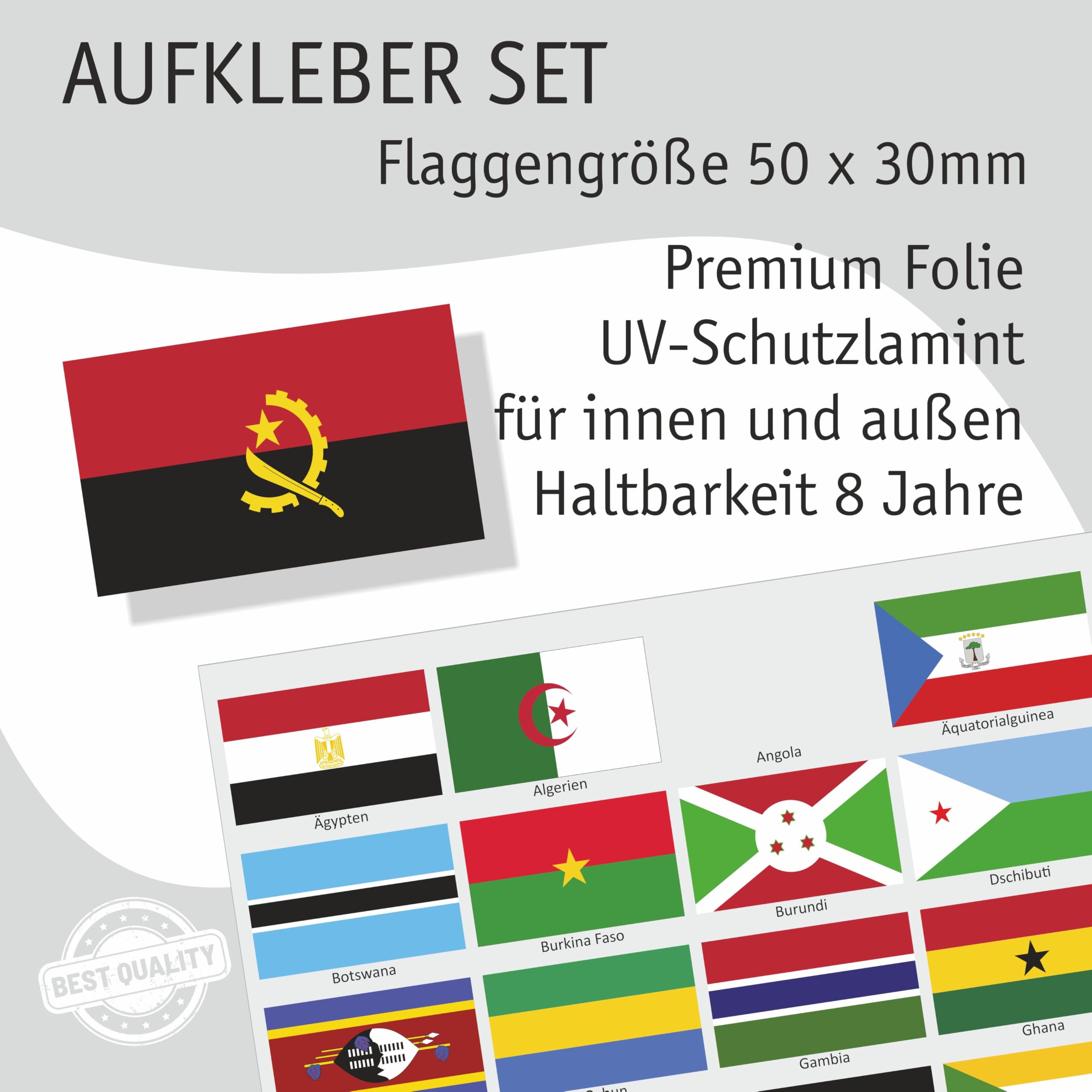 Adesivi bandiere Paesi africani 60 rettangolari impermeabili UV 5x3 cm modellismo valigie decorazione