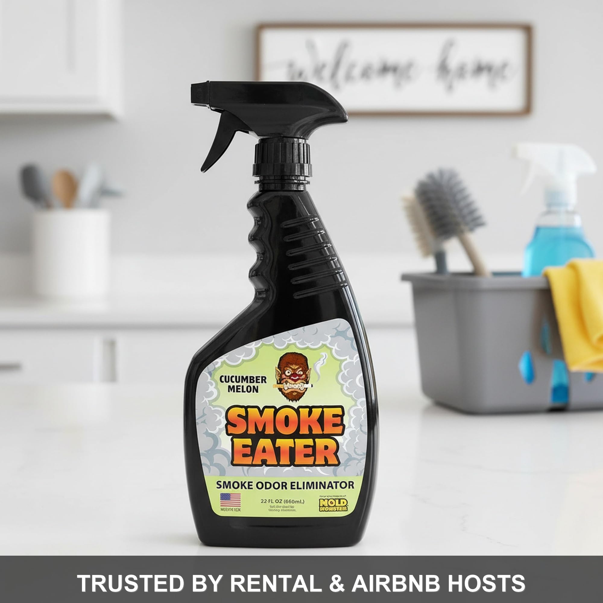 Amazon.com: Smoke Eater Cigarette, Cigar & Cannabis Odor Eliminator Spray,  Cucumber Melon, 22 oz — Breaks Down Smoke Odor at the Molecular Level —  Works on Fabric, Cars, Furniture — Made in