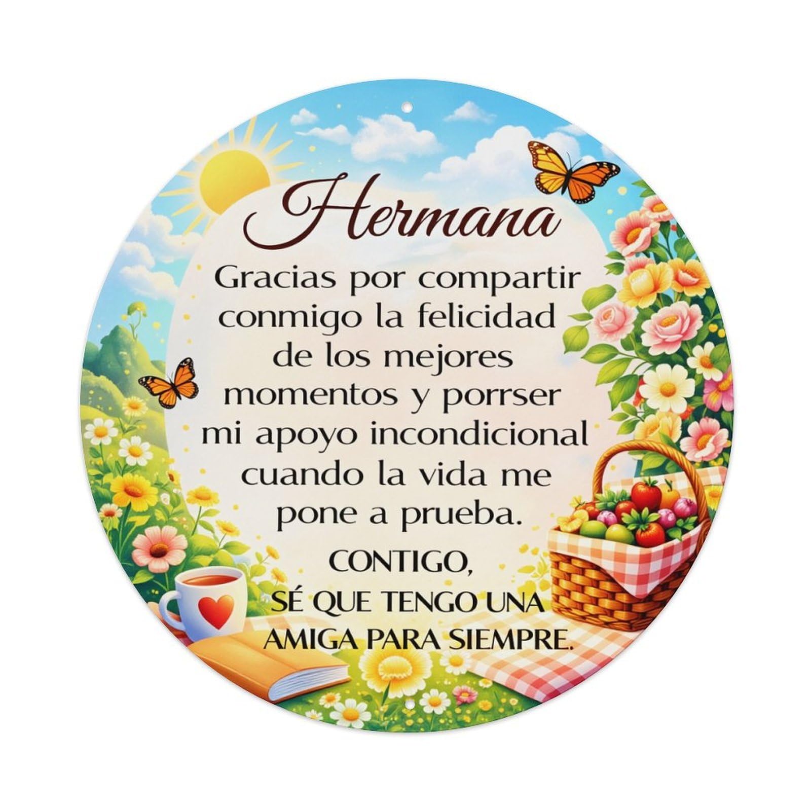 Beautiful Floral Nature Butterflies Sun Metal Tin Sign Plaque