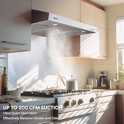 Miniatura 4 de CIARRA Campana extractora para debajo del gabinete, conducto convertible sin conductos de 30 pulgadas, campana de ventilación para cocina con