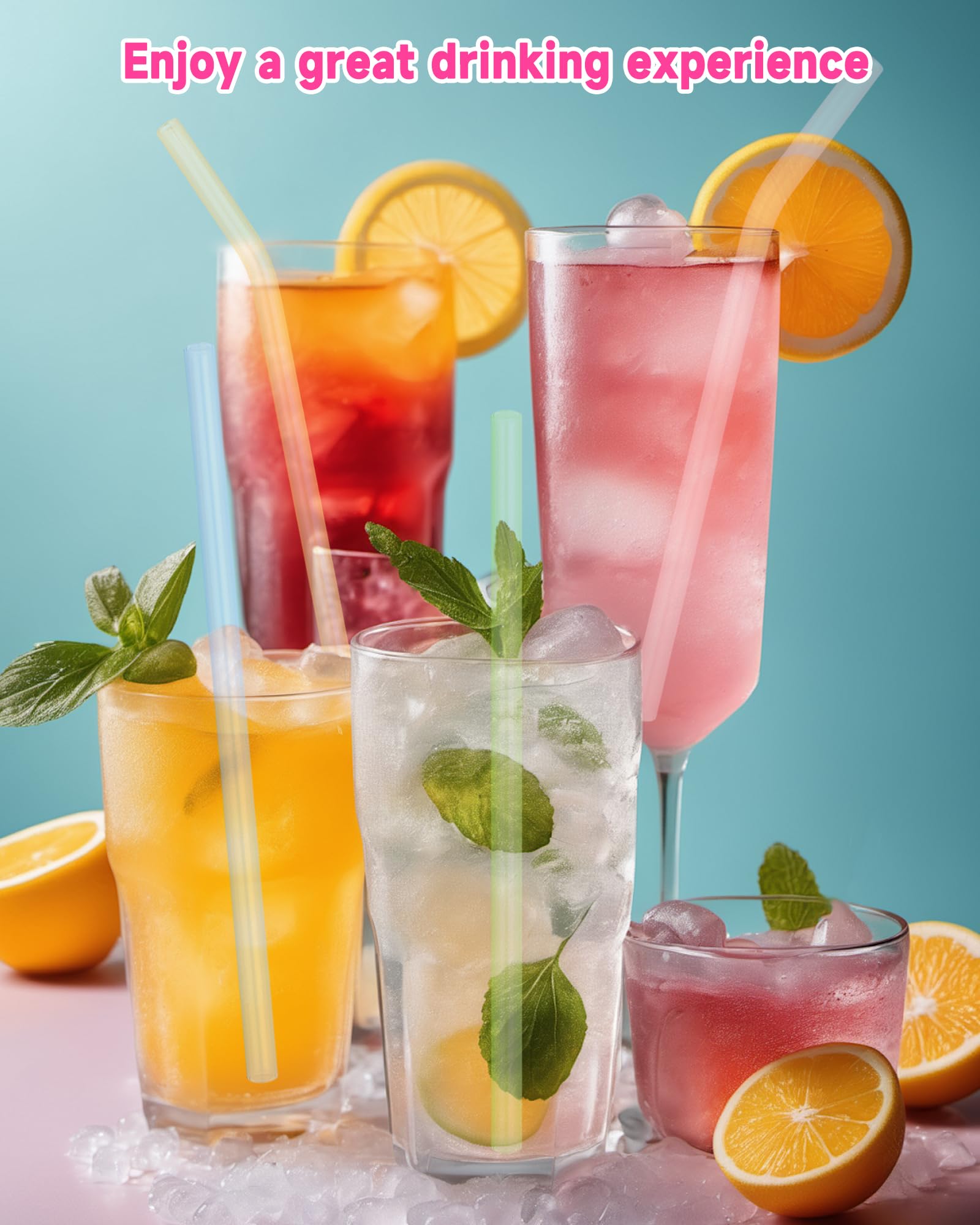 Reusable Glass Straws Shatter Resistant 8” x 8mm, 10 Pcs Colorful Glass Drinking Straws with 2Pcs Cleaning Brush, Including 5 Straight and 5 Bent Reusable Straws for Beverage, Milk, Juice, Coffee: 10 Colorful