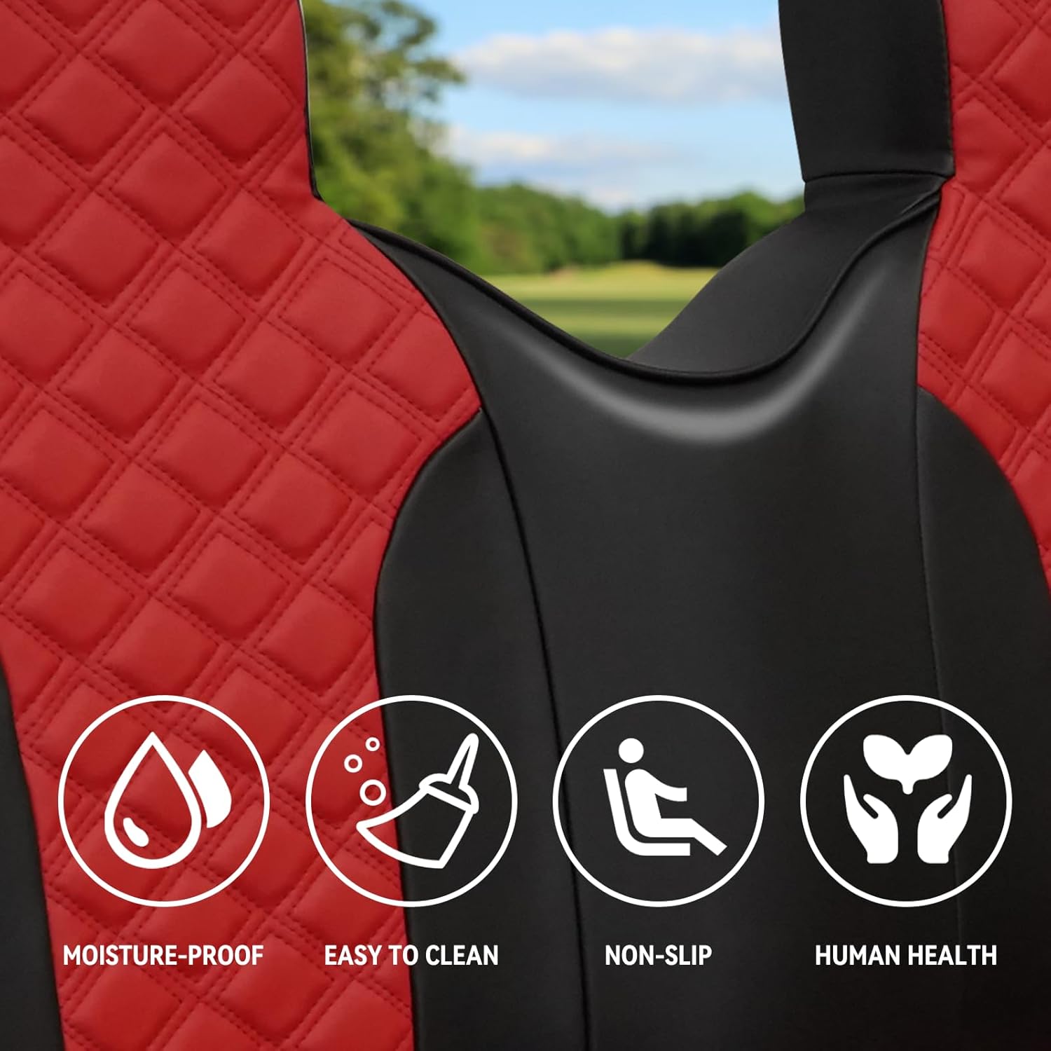 XUANYUDG0769 Red Golf Cart Front Seat Cushions Replacement EZO RXV 2008+ Up TXT 1994-2013 Diamond Patteren Cushions & Seat Back Replacement