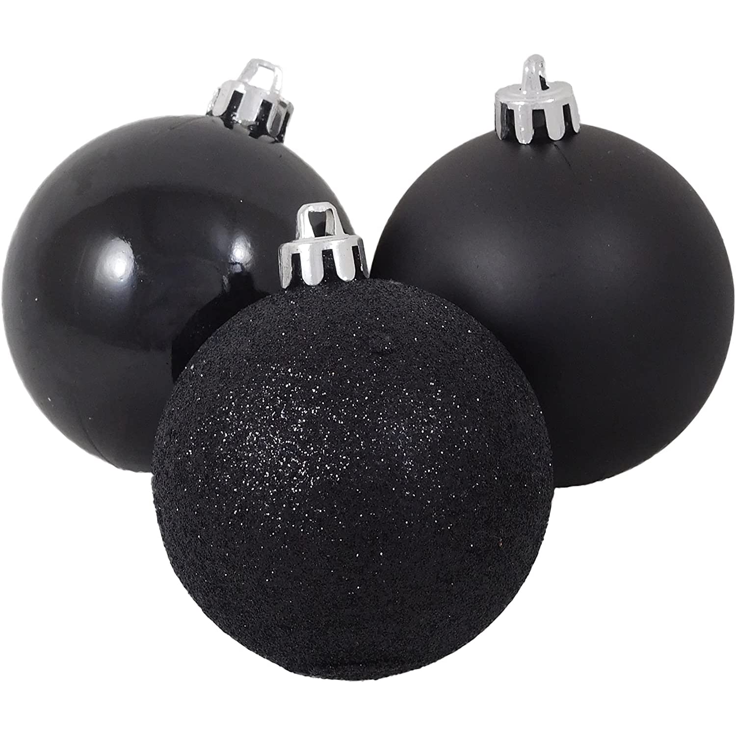 Shatchi Black 60Mm/6Pcs Christmas Baubles Shatterproof Christmas Tree Decorations Ball Ornaments Balls Xmas Hanging Decorations Holiday Decor - Shiny,Matte,Glitter