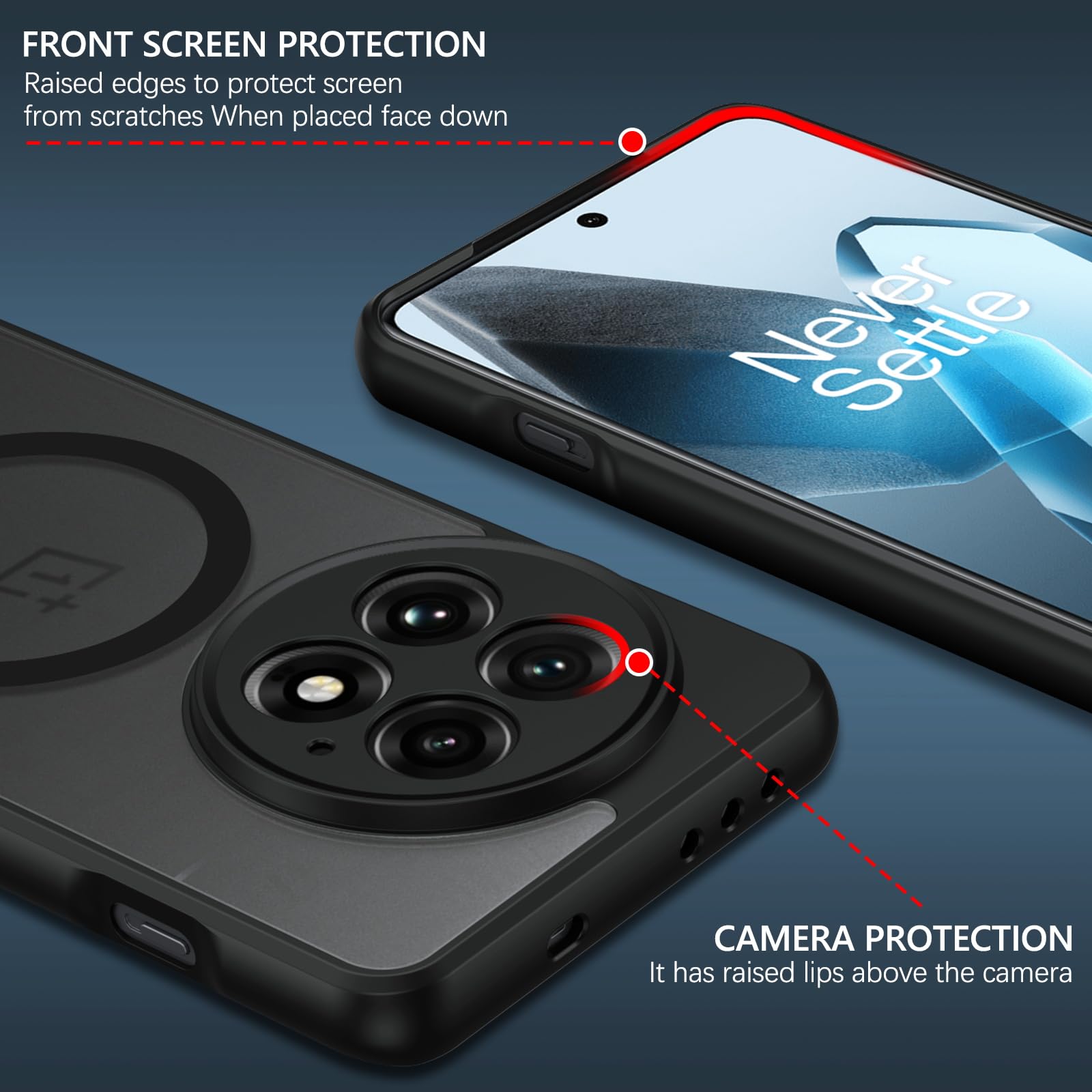 GUAGUA Cover Magnetica Per OnePlus 13, Custodia Glassata Traslucida Con Magnete Per Magsafe, Antiurto E Antigraffio, Nero - 4