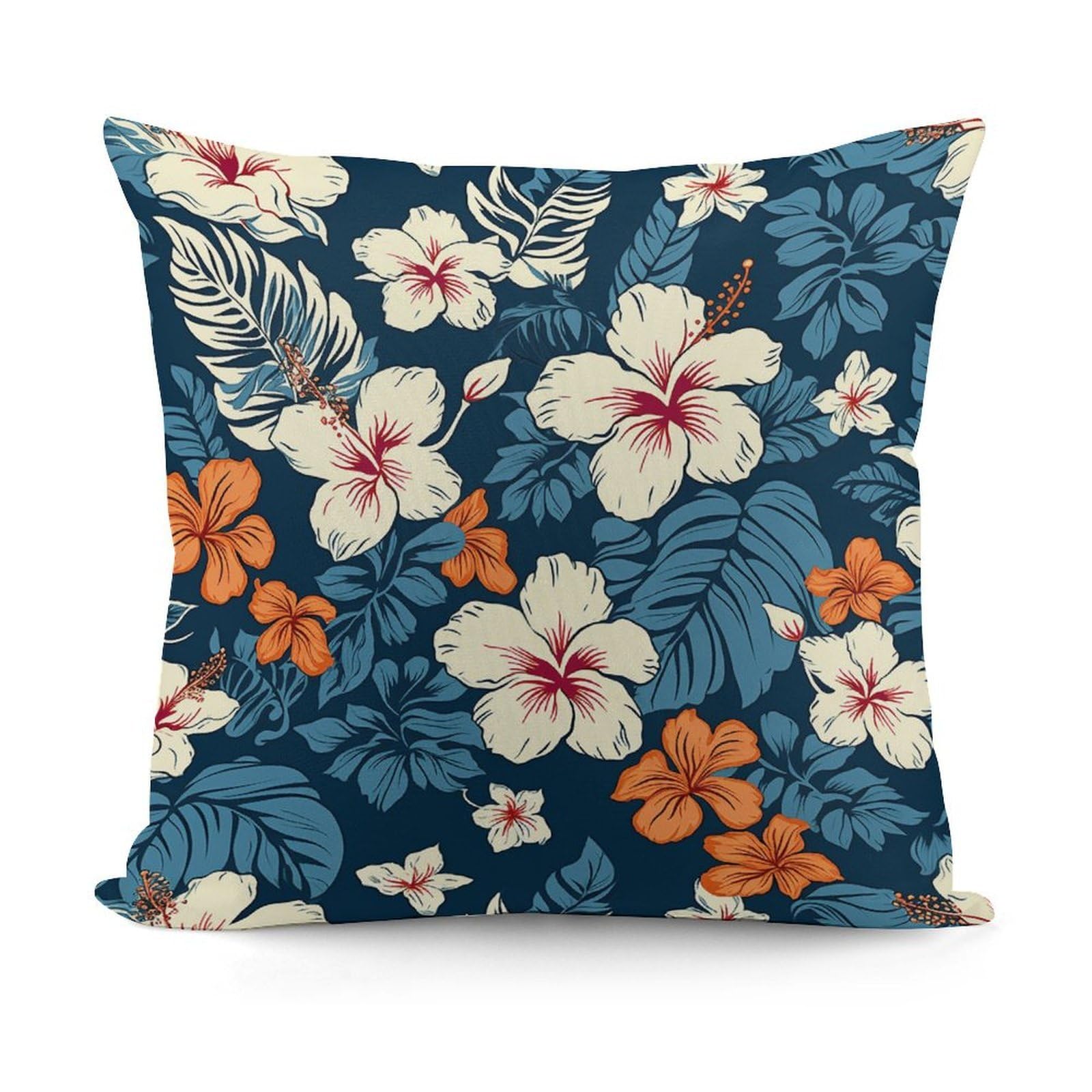 VstaDank Hawaii Flower Throw Pillow Covers Fade-Resistant Plush Pillow Case Cozy Square Cushion Case Removable Pillowcase Exquisite Pillow Shams Soft Pillow Protector 18"x18"
