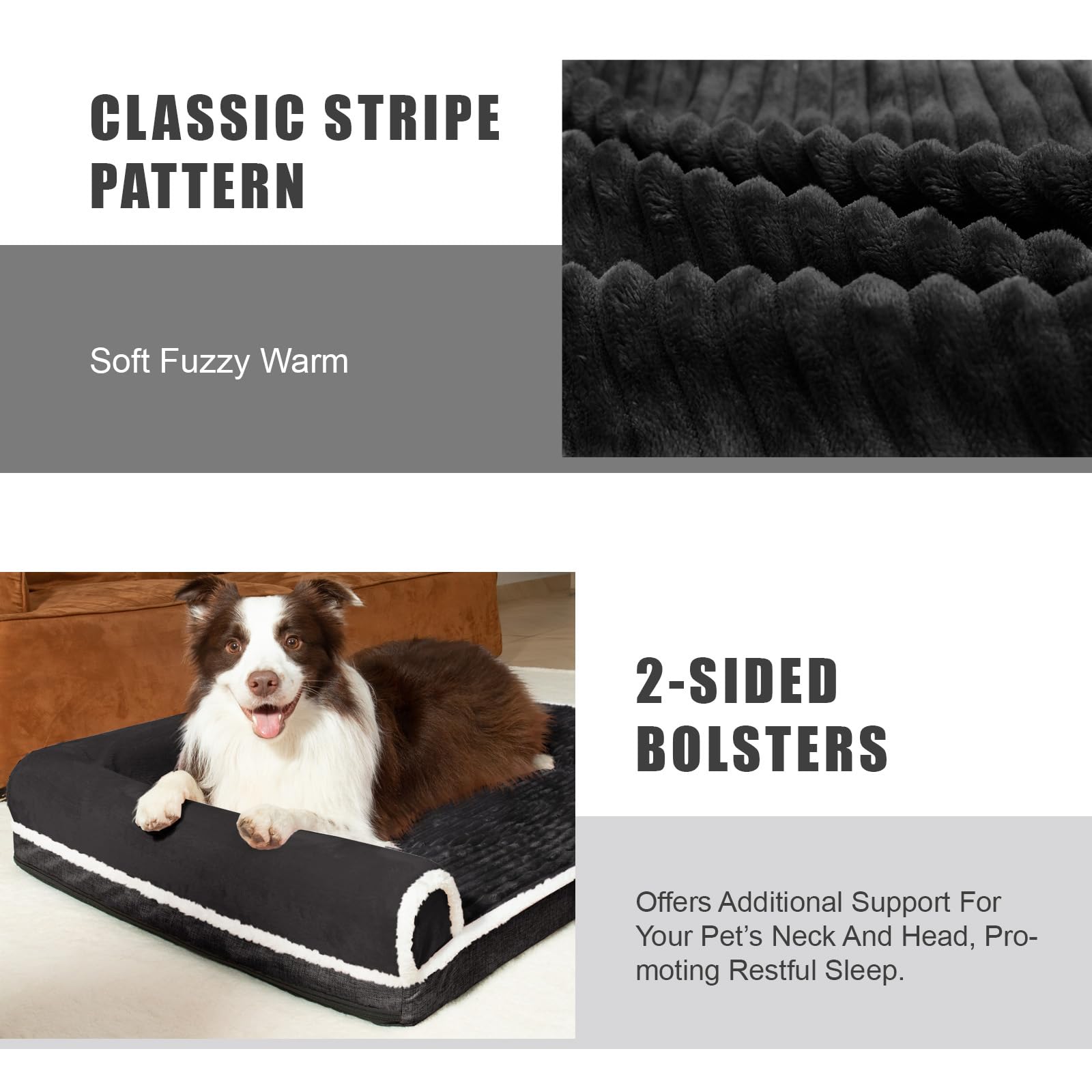 Cama Perro Grande Ortopédica, Colchoneta Perro de L con Espuma De Caja De Huevos, Sofá Perro con Impermeable Lavable Desenfundable, 122x76cm, Negro