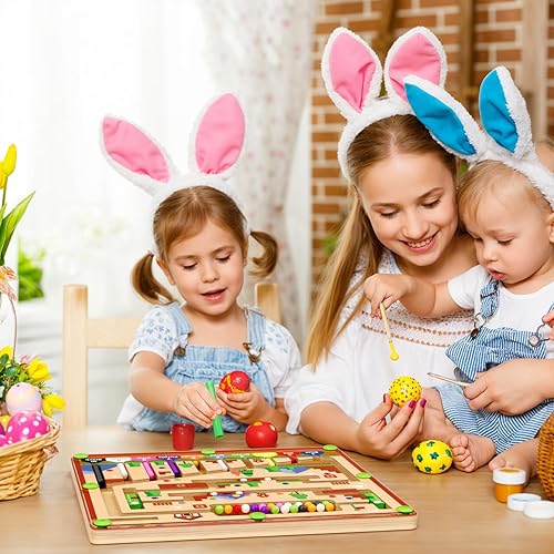 Miniatura 7 de Laberinto magnético de color y números, juguetes Montessori para niños de 3 años en adelante, tablero de actividades de rompecabezas de madera,