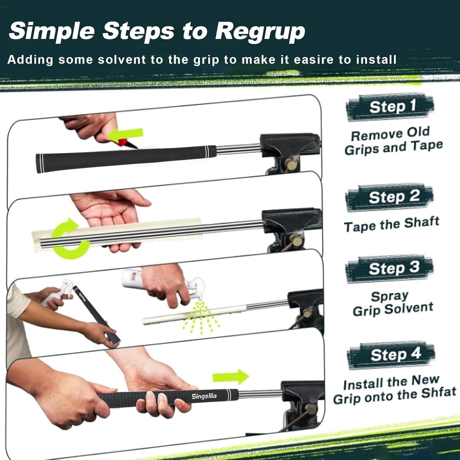 Singelila Hybrid Cross Cord Golf Grips 13pc with 15pc Tape All Rubber for Maximum Traction & Shock Absorption