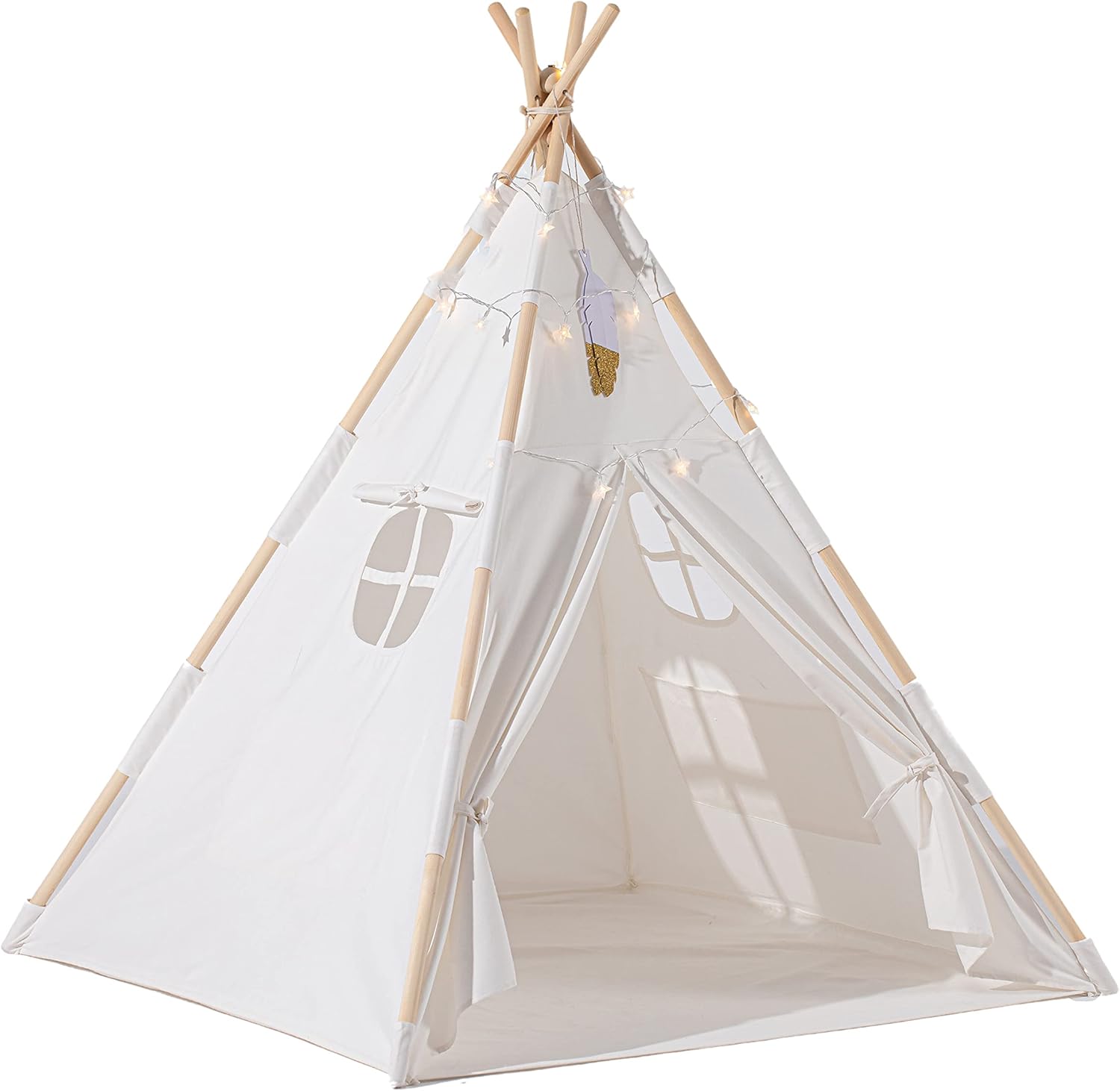 Ninehills キッズテント ティピー おしゃれ コットン100 テントハウス 子供 木製 テント リビング 家の中 室内 たためる キッズコーナー 秘密基地 供え