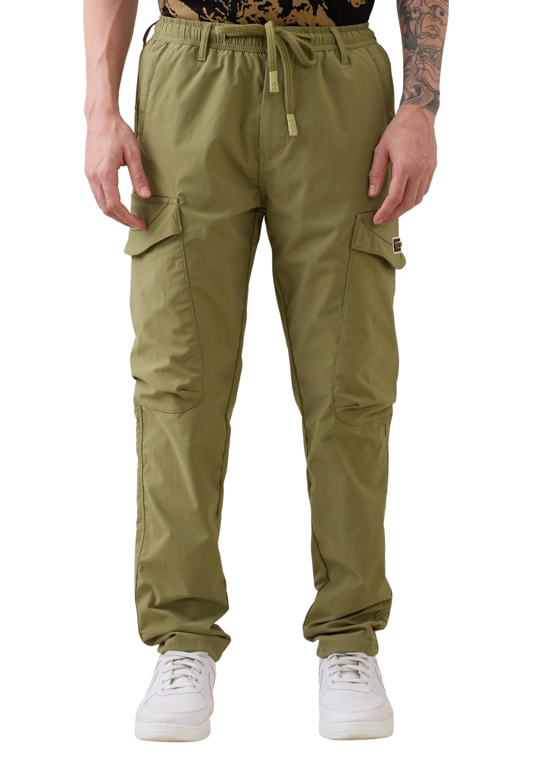 nostrum Men's Arctic Deswark Cargo Joggers fro Men, Beige Cotton, Drawstring Waist, Multi-Pocket Utility Design, Regular Slim Fit, Casual Trousers with Side and Back Pockets-picture-25