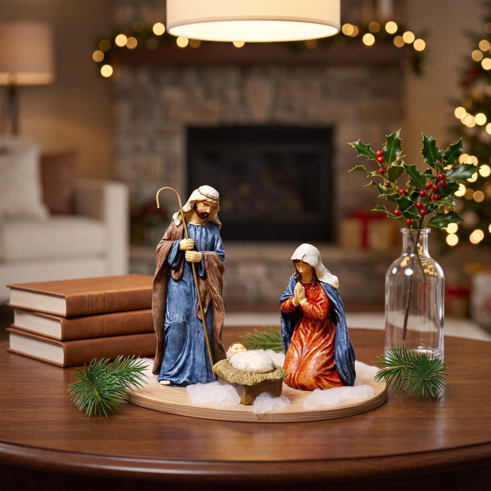 MagiDeal Statuina Natività Dipinto a Mano | Vestiti Scolpiti a Strati, Statuina Natalizia da Tavolo, Decorazione, per Caminetto, Scrivania, Collezionisti