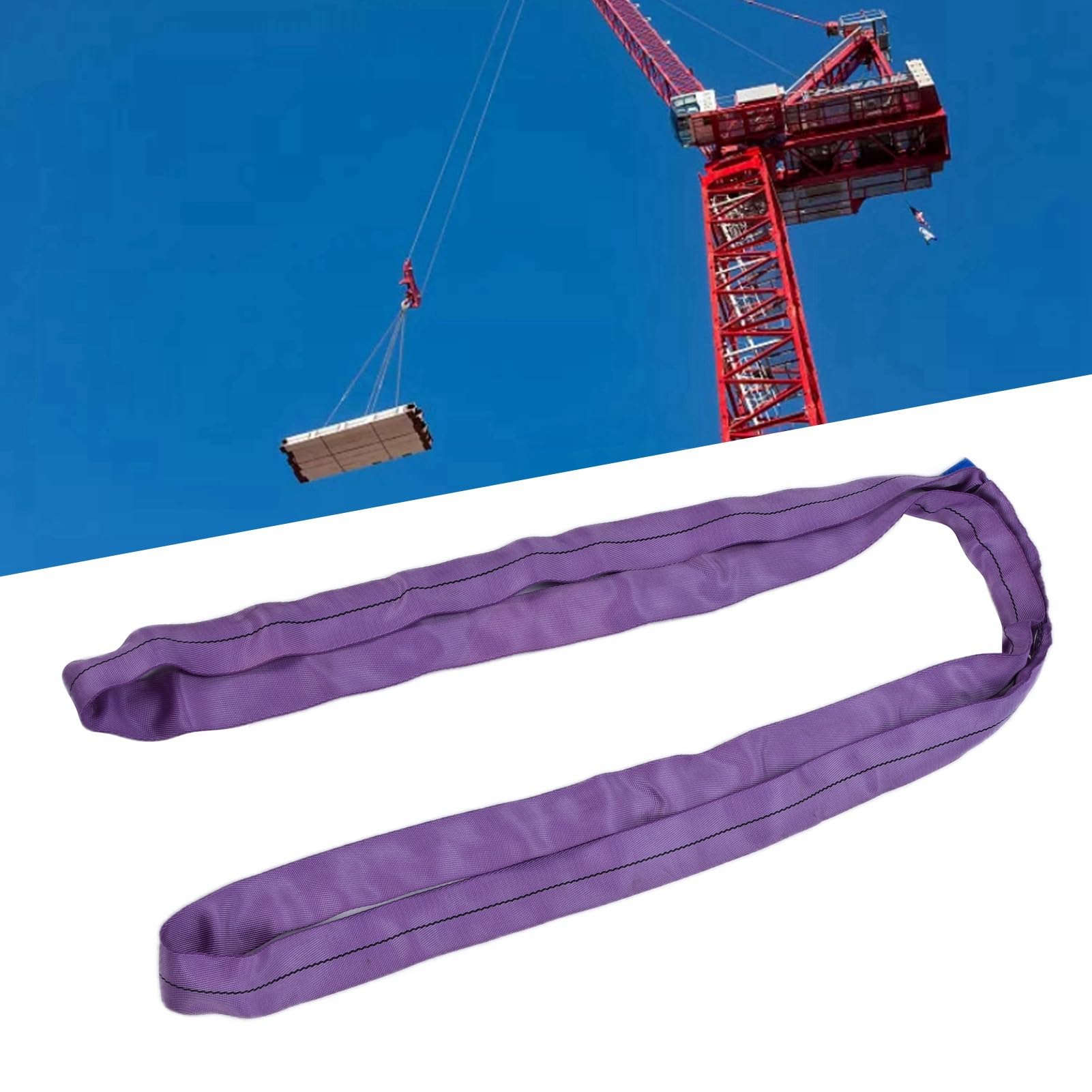Élingue de Levage Ronde 1T, Sangles Flexibles PES sans Fin, Haute Résistance, capacité de Poids 1T pour la Construction de Machines de Navires (#2)