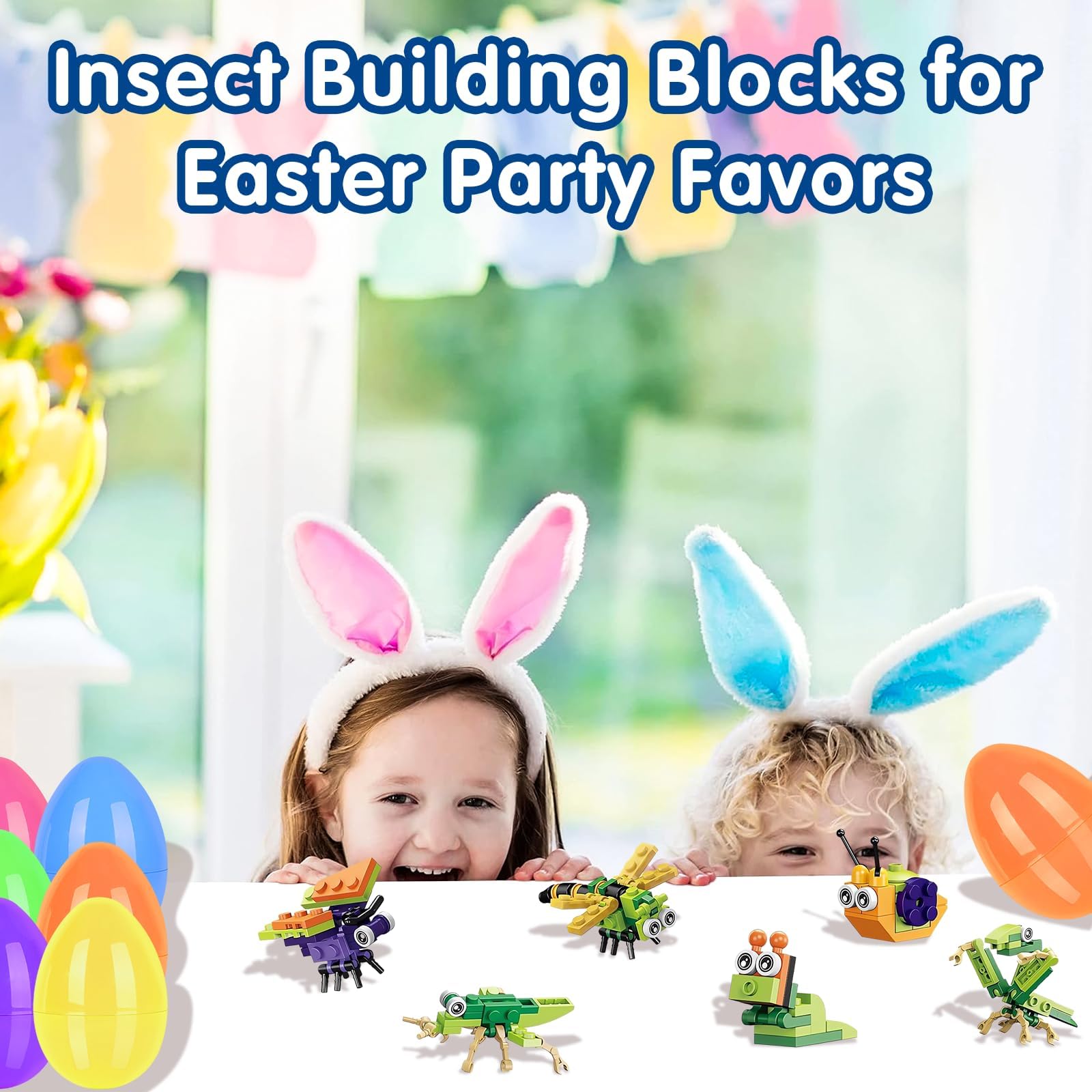 12 Huevos De Pascua De Plástico Con Bloques De Construcción De Insectos Sorpresa, Para Caza De Huevos Y Regalos Infantiles