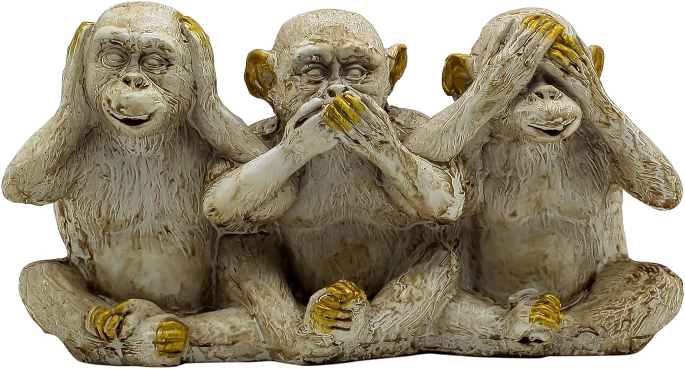 Z S Group Three Wise Monkeys Statue - Hear No Evil, See No Evil, Speak No Evil - Decorative Figurine for Home & Office