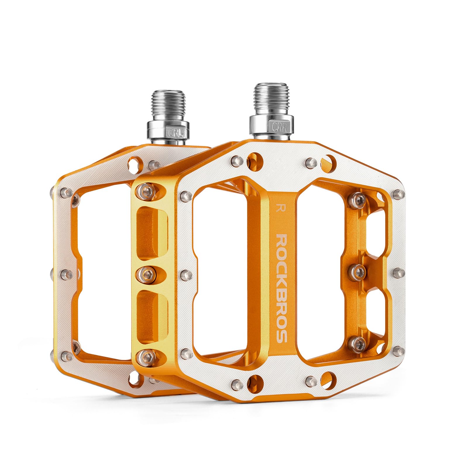 ROCKBROS Pedales de Bicicleta de Aluminio CNC, Plataforma Ancha Antideslizante con Clavos, Eje de Acero CR-Mo 9/16" con Rodamientos Sellados para MTB, Carretera, Gravel y Ciclismo Urbano