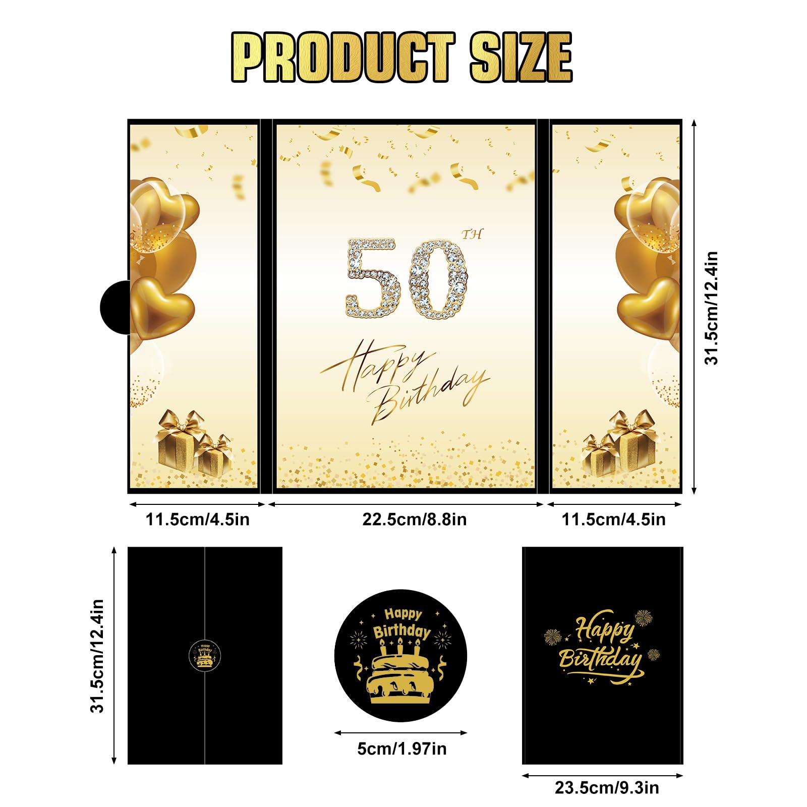 Filshepul 50th Birthday Guest Book Black Gold Birthday Decorations Happy 50th Birthday Signature Book 50th Anniversary Party Decorations Creative Birthday Gifts for Men or Women