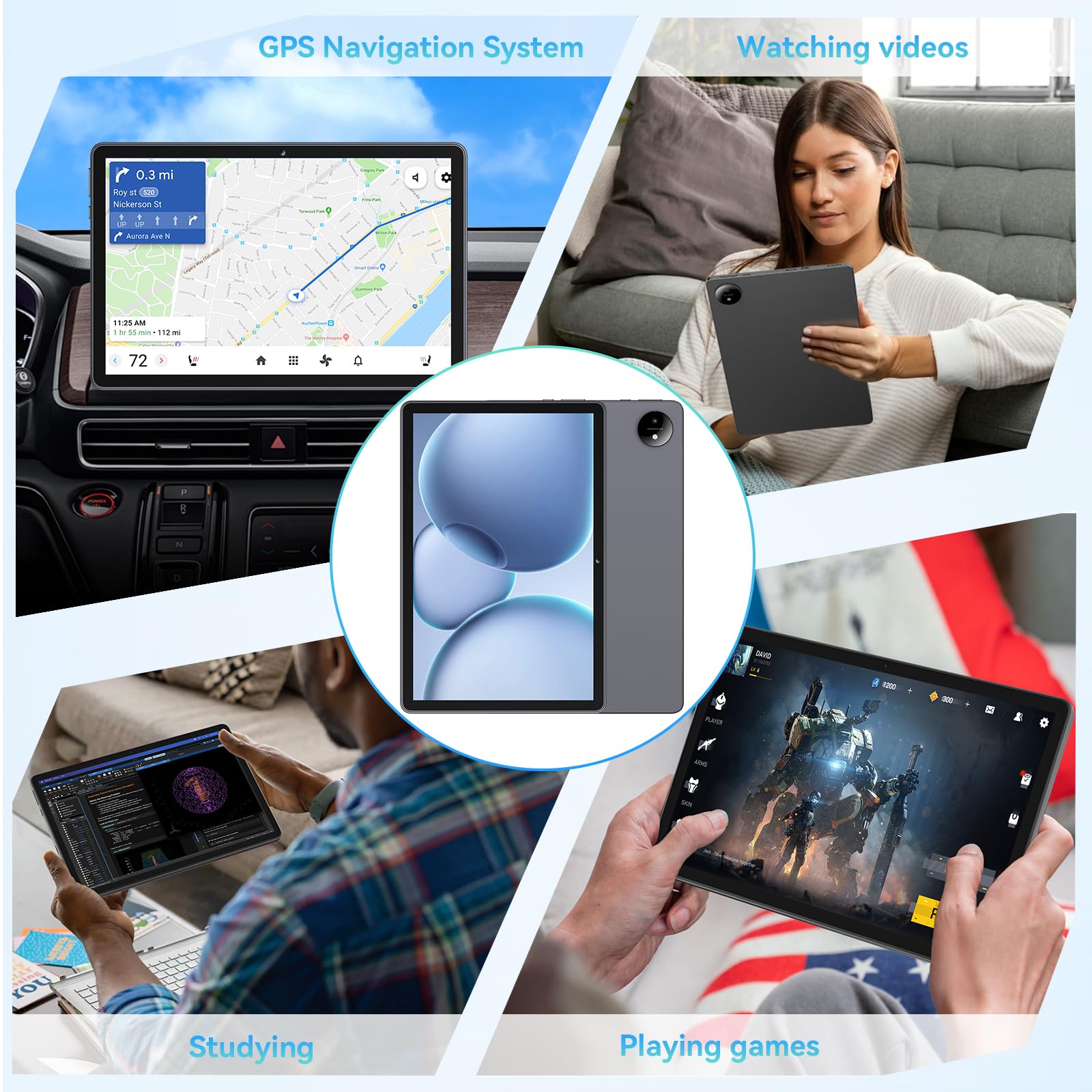 11 Zoll Tablet Android 16, Octa-Core, 24 GB RAM + 256 GB ROM | 1TB Erweiterbar, 1920x1200 FHD IPS-Display, GPS, Widevine L1, 8000 mAh, 8 MP + 16 MP, 5,8G + 2,4G WiFi, BT 5.2, Grau