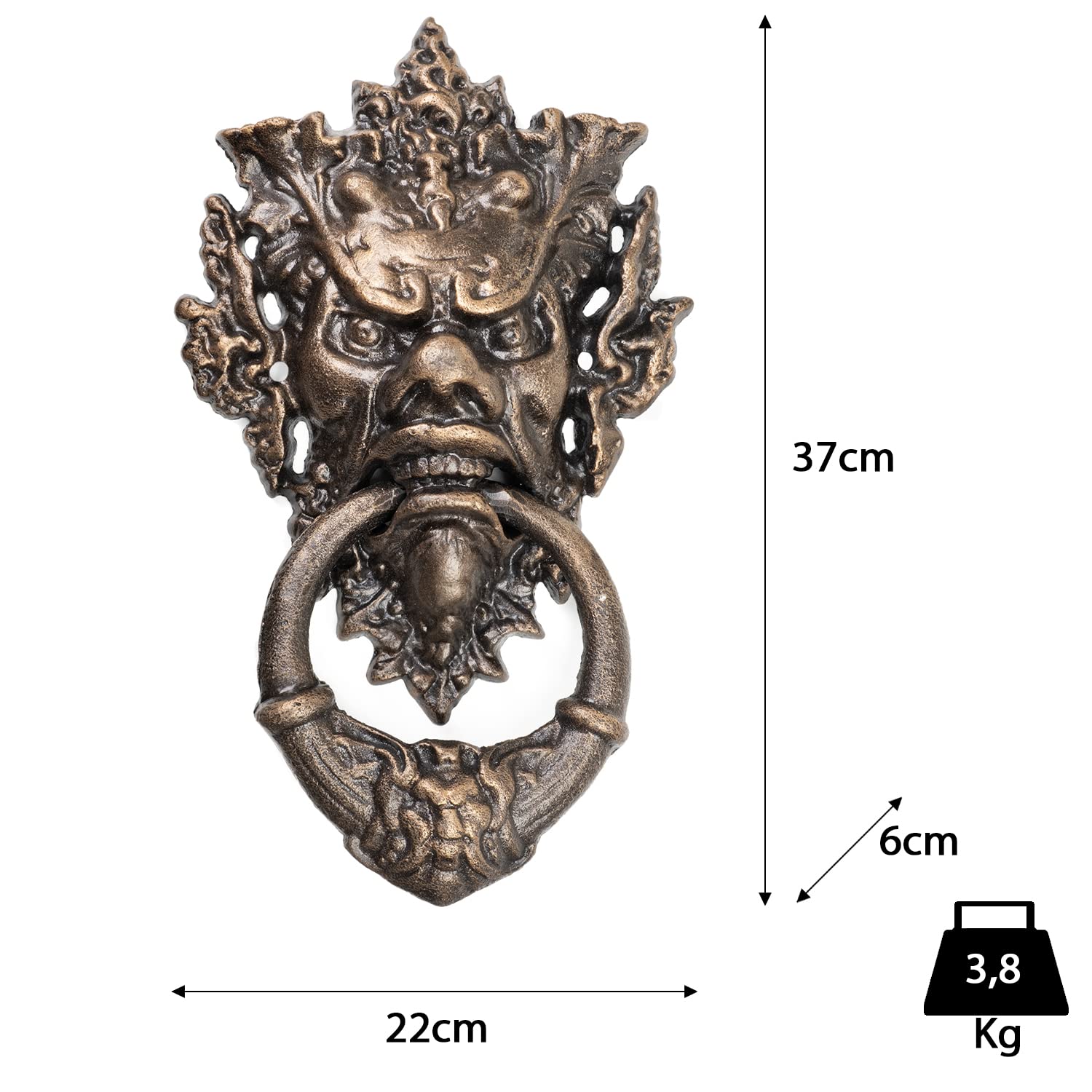 Moritz Türklopfer Teufel Devil Brone Antik Stil Gusseiesen Rustikal Türklingel Door Knocker Barock Türglocke Haustür Türdekoration Türgong