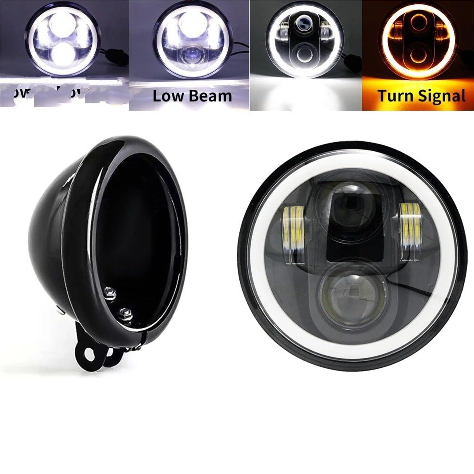 Moto Fari Stradali Spot Light Beam Per Sportster XL1200 XL883 FXD Kit Faro A LED Da 5,75 Pollici E Alloggiamento
