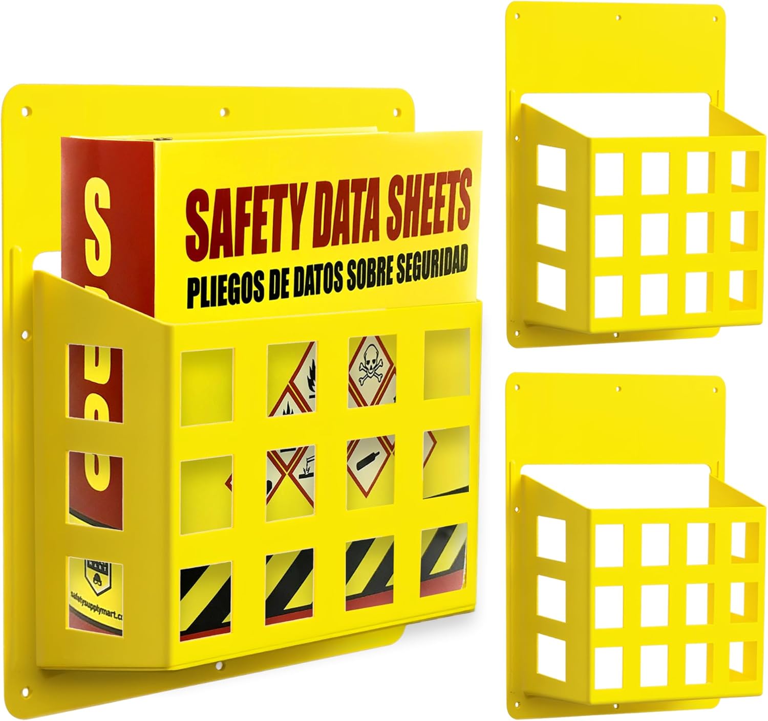 Performore 2 Pack of Molded Plastic SDS Racks - Lightweight, Durable Storage Solution with 8 Screws and 8 Anchors for Easy Installation and Organization