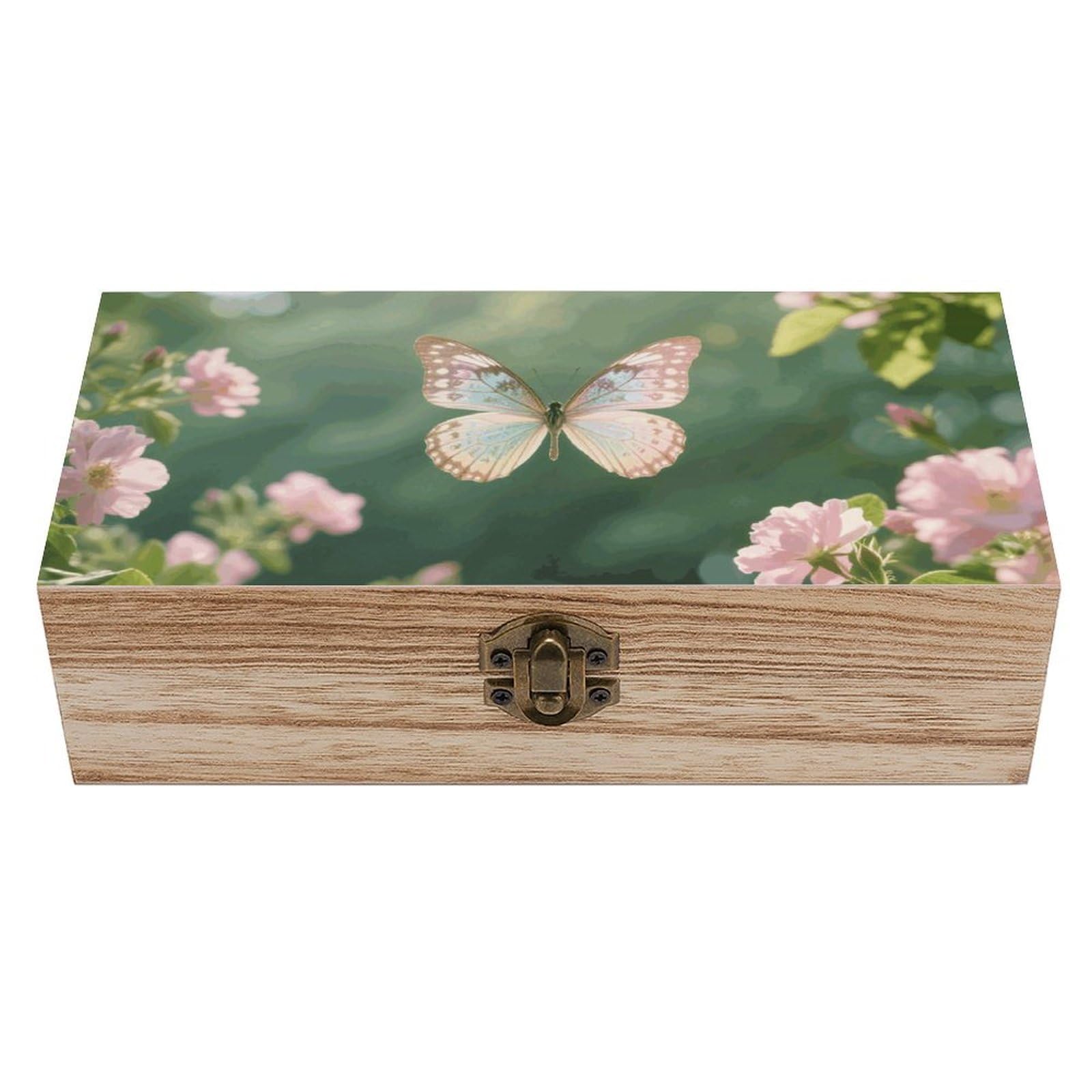Butterflies Dancing Wooden Keepsake Box Storage Boxes with Hinged Lid