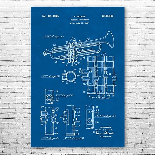 Impresión de póster de trompeta, diseño de trompeta, arte de jazz, decoración de clase de música, regalo de profesor de música, decoración de