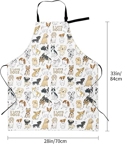 Miniatura 2 de Delantal de aseo, delantal de cocina, delantal de cocina para hombres y mujeres, delantal de jardinería ajustable impermeable con 2 bolsillos