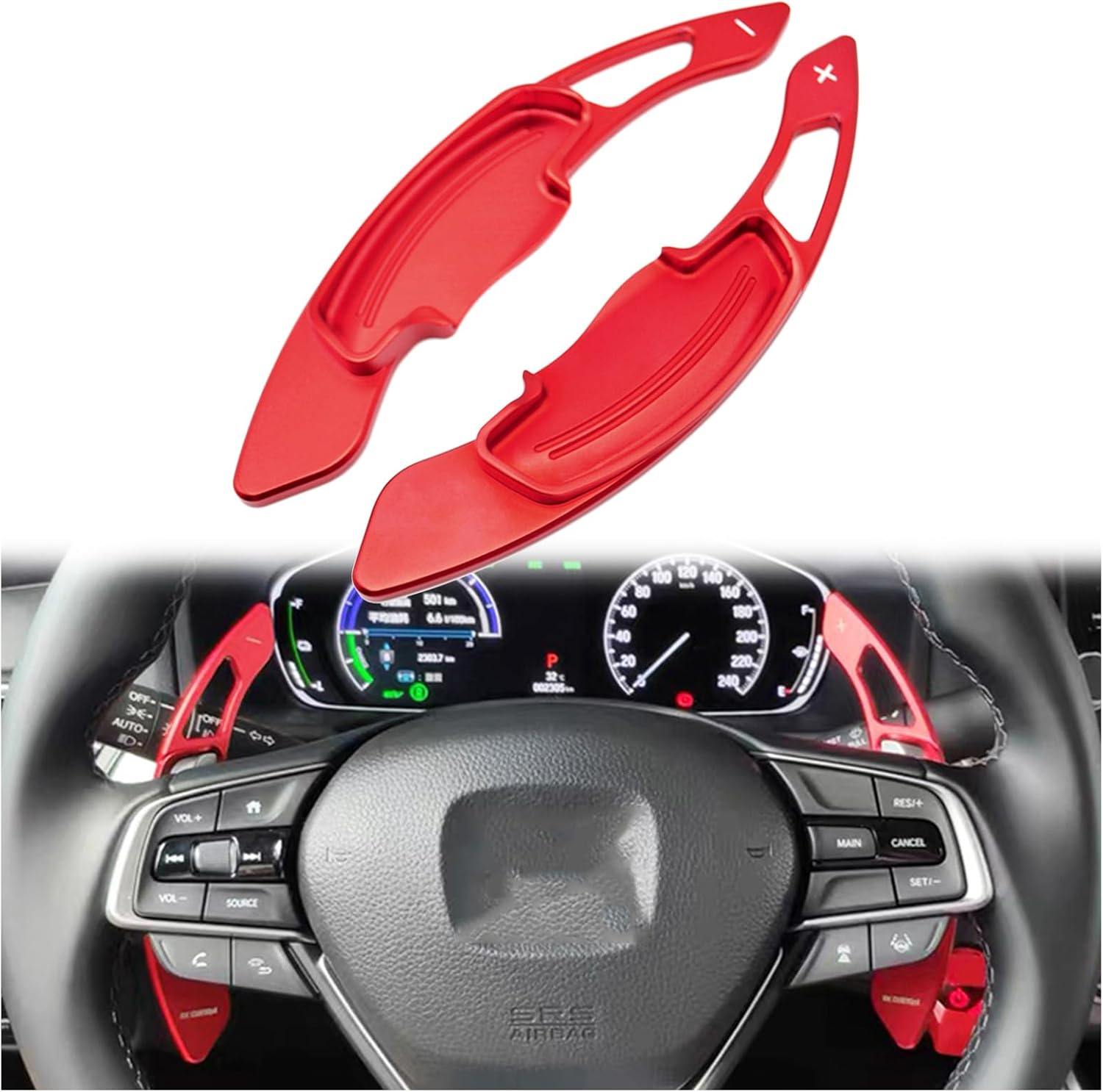 1 Pair Paddle Shifter Extensions for Honda, Aluminum Metal Steering Wheel Paddle Shifter for Civic for Odyssey for URV for Accord Steering Wheel Paddle Shifter Extension Cover(Color:Red)