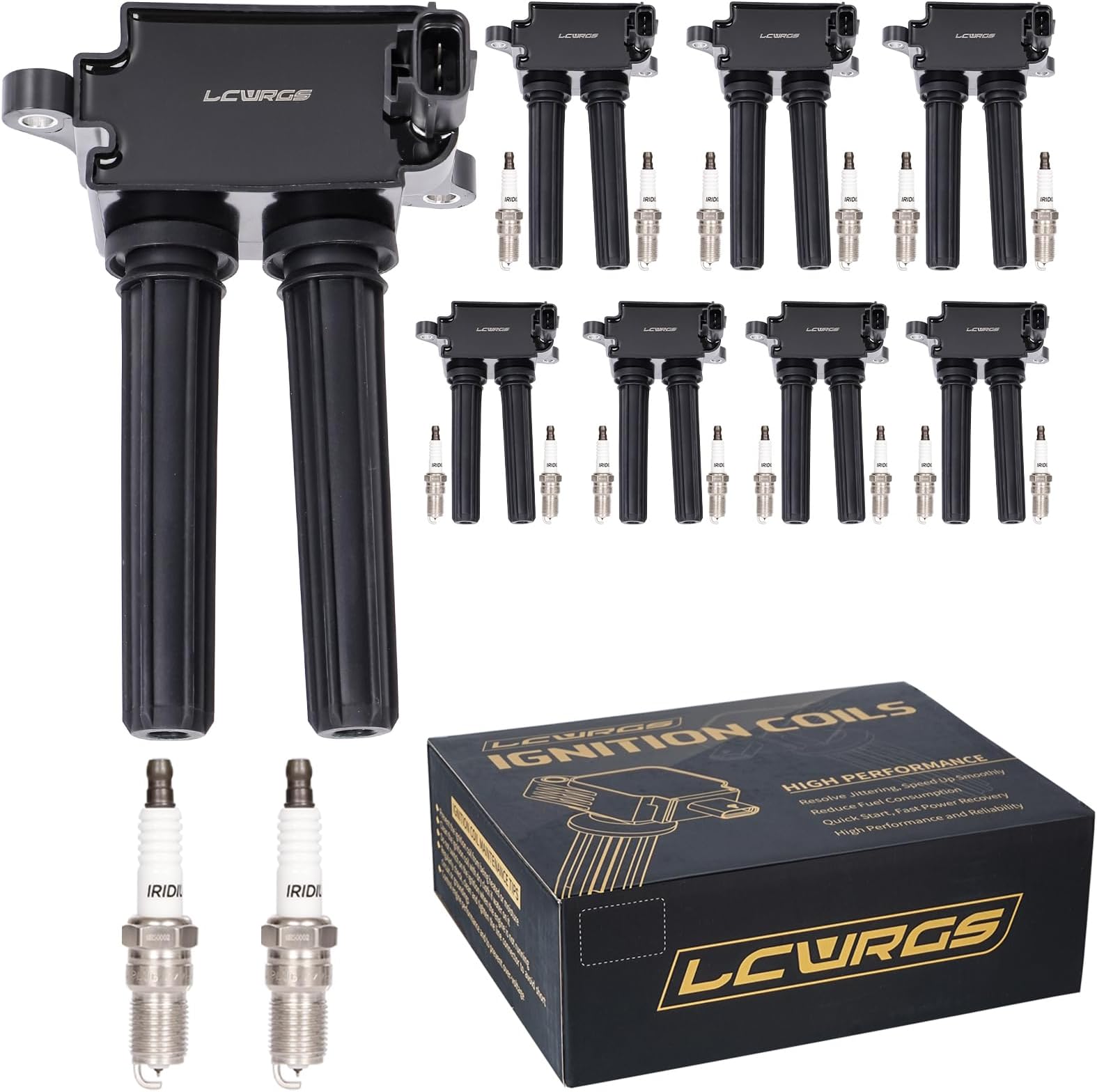8x Ignition Coil Pack and 16x Iridium Spark Plugs Fit for 5.7 V8 HEMI 2009 2010 2011 2012 2013 2014 2015 Dodge Ram 1500 2500 3500 Charger Challenger Durango Jeep Cherokee Commander Chrysler 300 Aspen